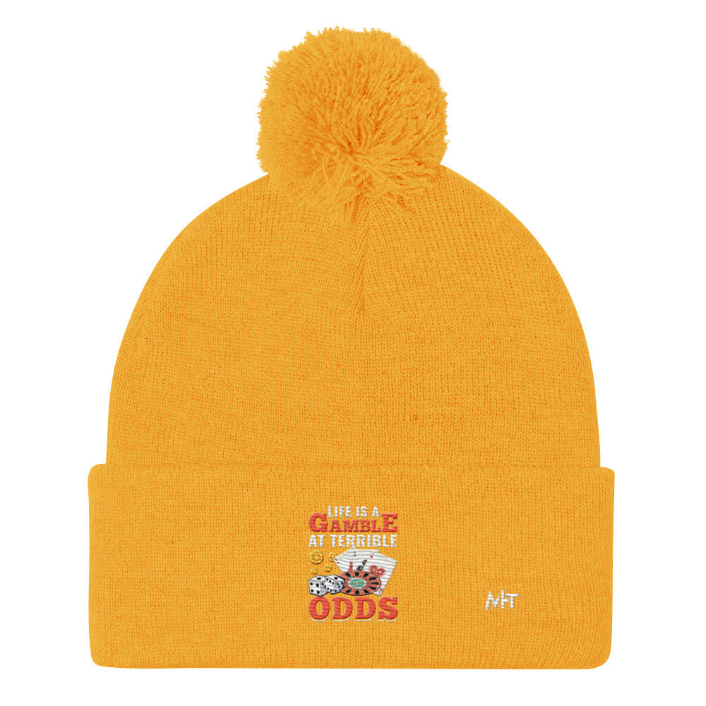 Life is a Gamble at terrible Odds - Pom-Pom Beanie by DarkByteGear
