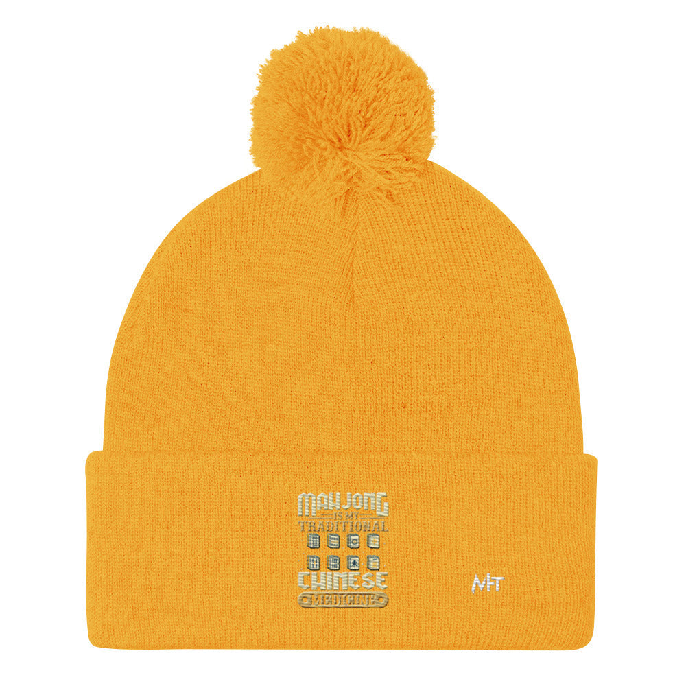 Mahjong is my Traditional Chinese Medicine - Pom-Pom Beanie by DarkByteGear