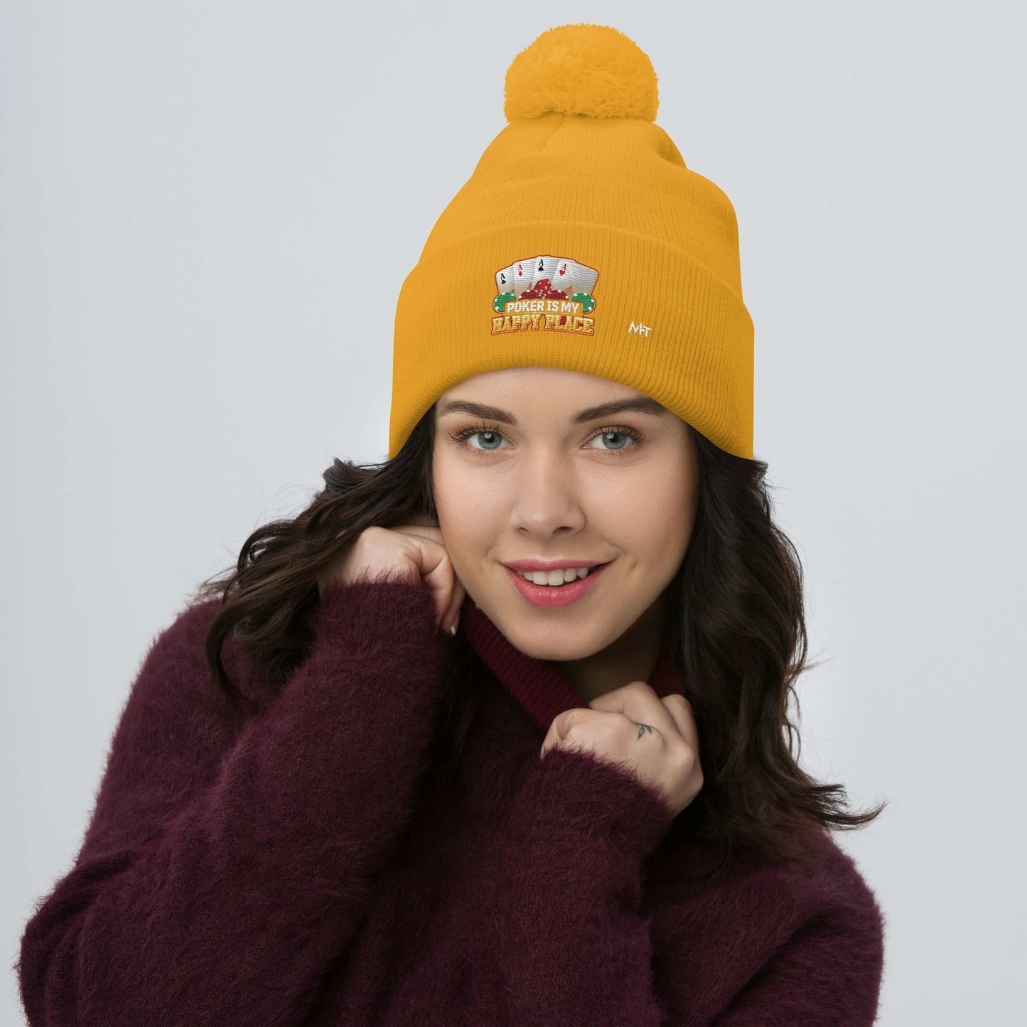 Poker Dad is like a Normal Dad but much Cooler - Pom-Pom Beanie by DarkByteGear