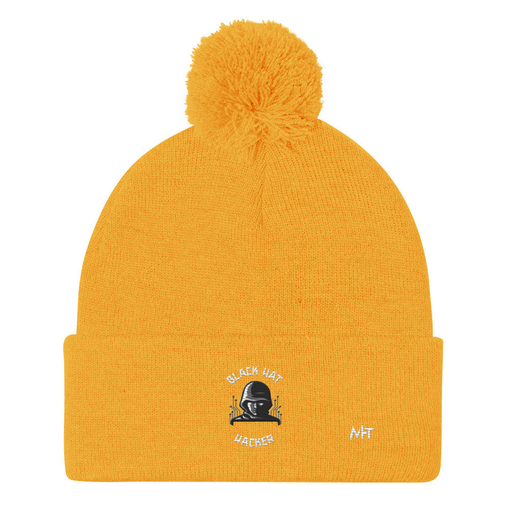 Black Hat Hacker - Pom-Pom Beanie by DarkByteGear