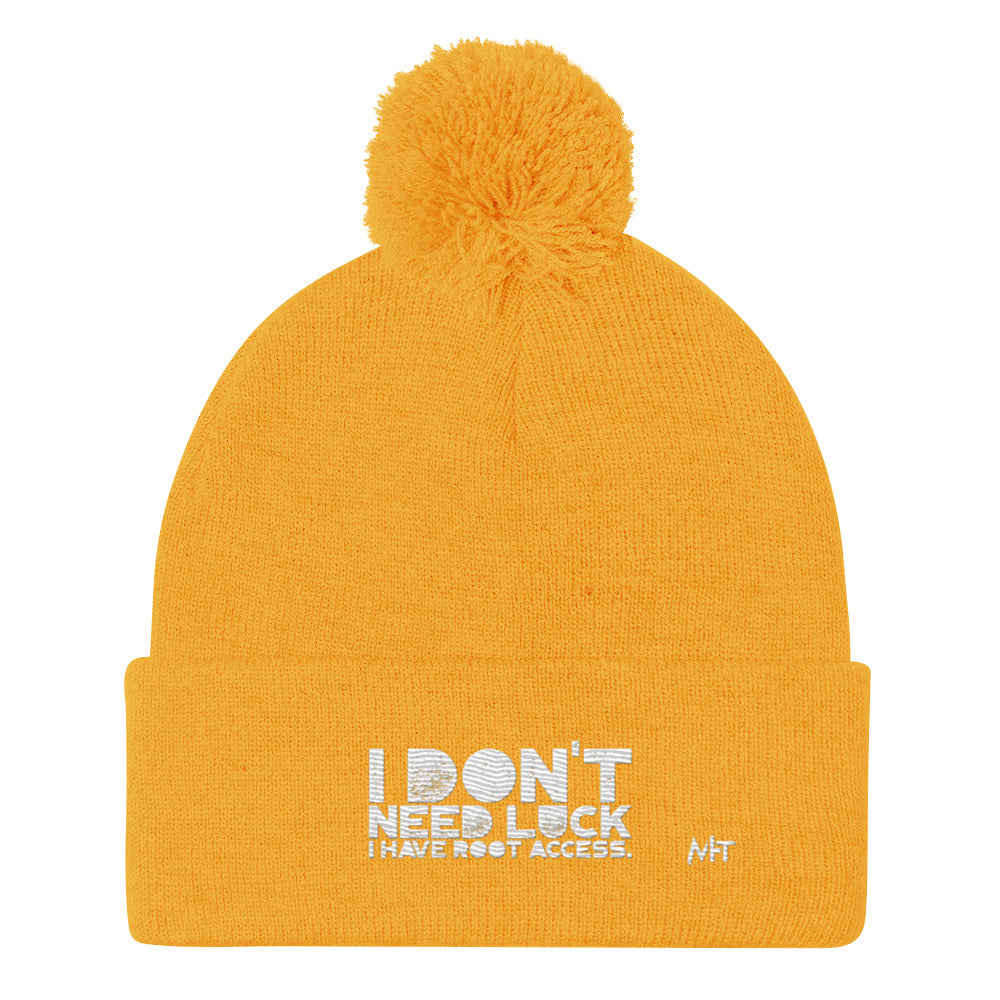 I Don't Need Luck: I Have Root Access - Pom-Pom Beanie by DarkByteGear