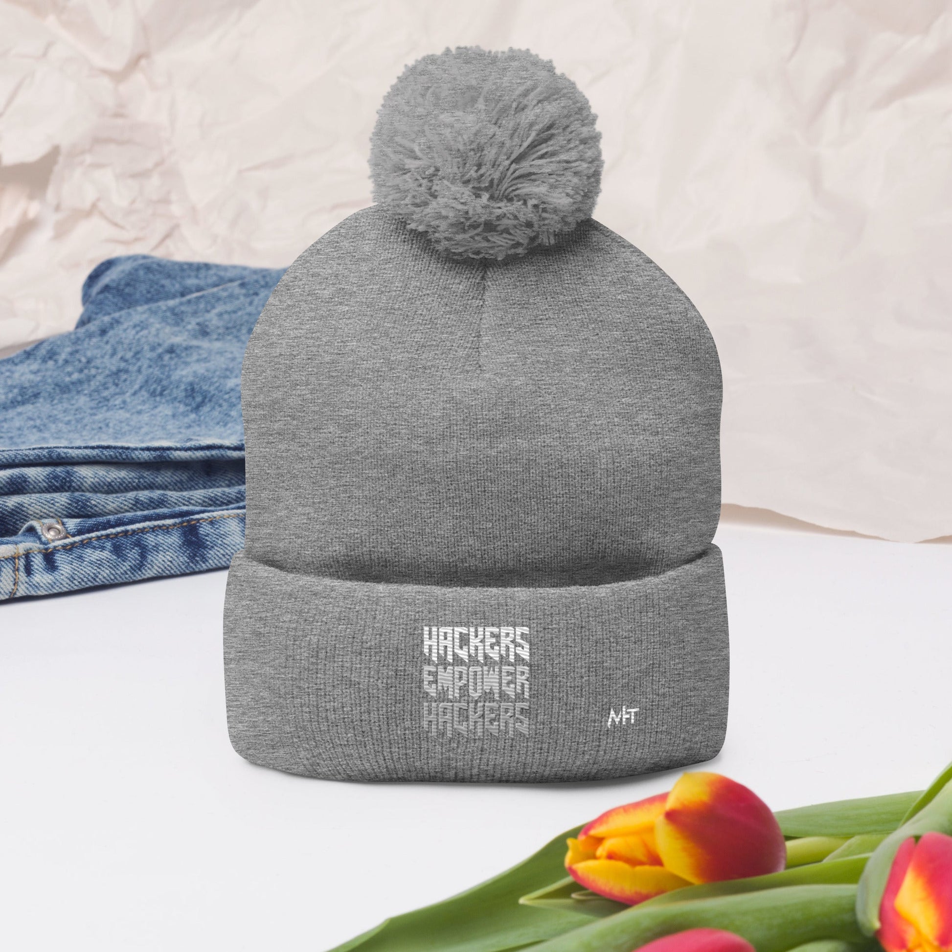Hackers Empower Hackers V4 - Pom-Pom Beanie by DarkByteGear