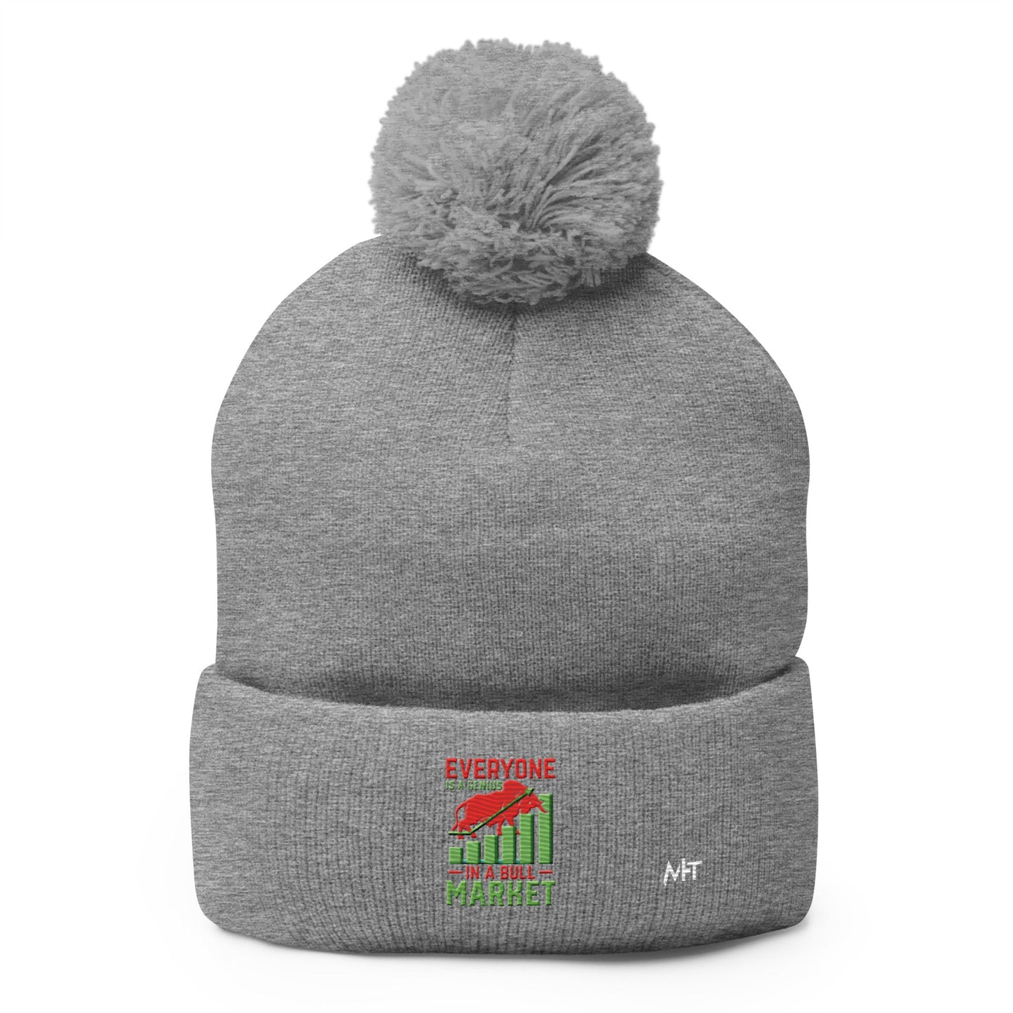 Everyone is a Genius in a Bull Market V1 - Pom-Pom Beanie by DarkByteGear