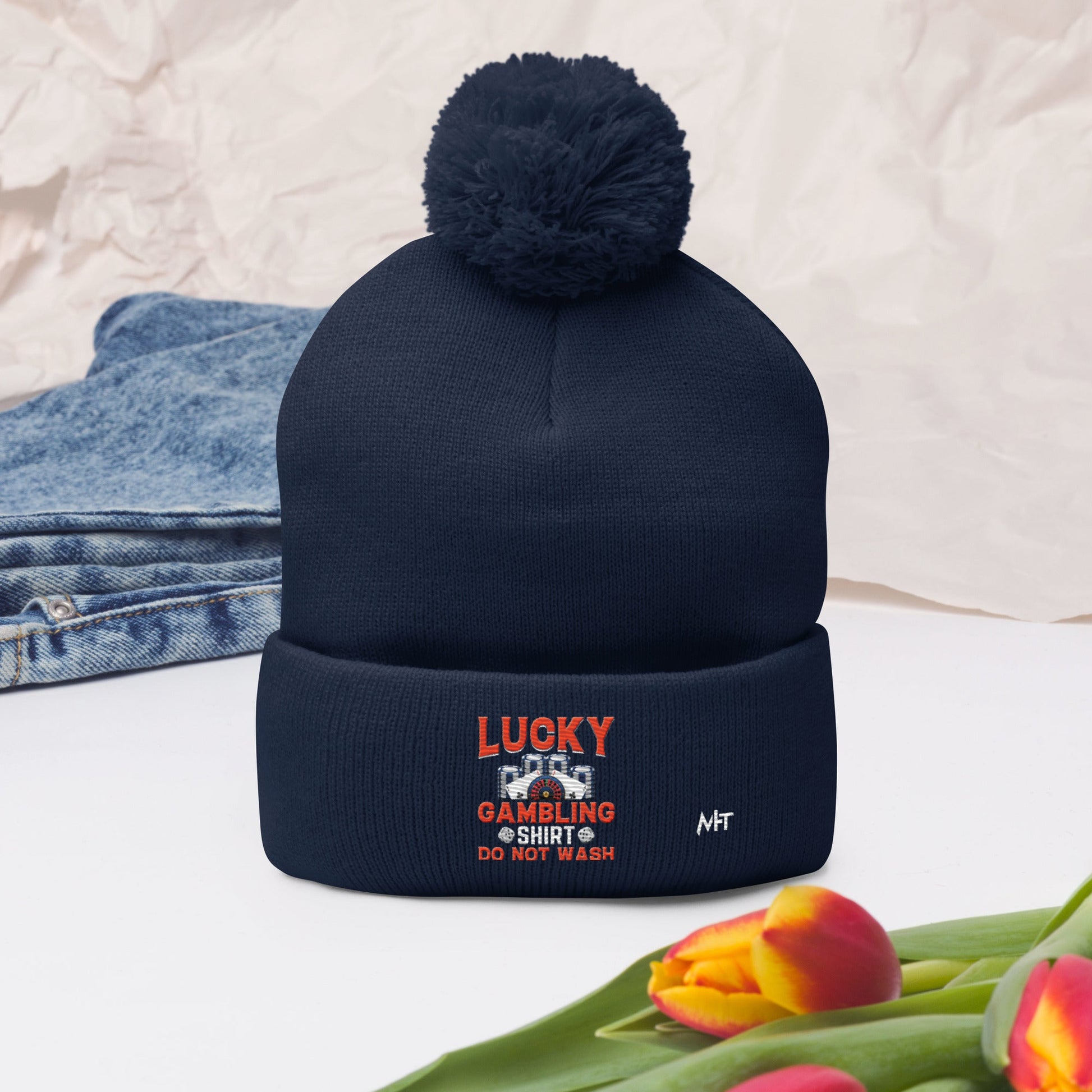Lucky Gambling Shirt: Do Not Wash - Pom-Pom Beanie by DarkByteGear