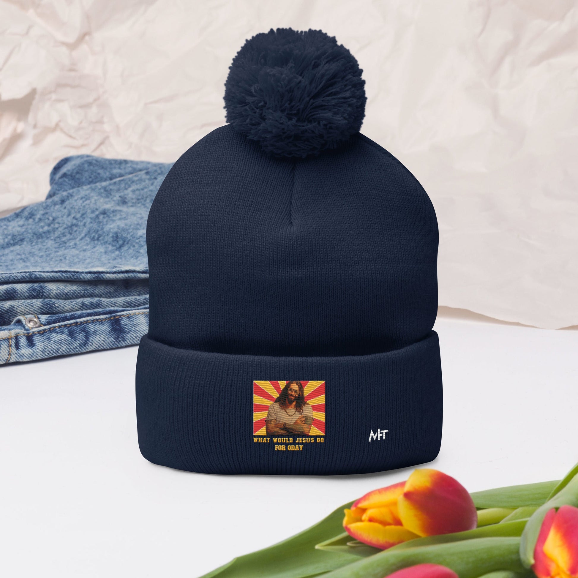 What would Jesus do for 0day v1 - Pom-Pom Beanie by DarkByteGear