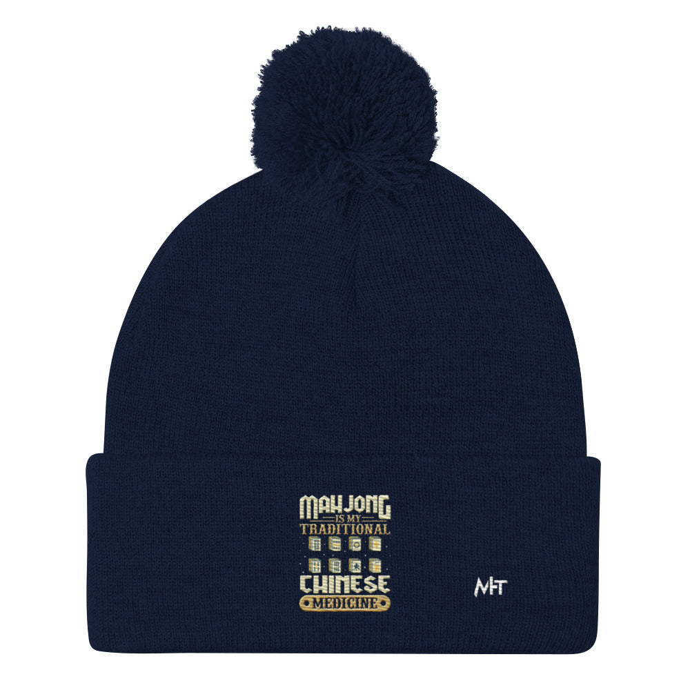 Mahjong is my Traditional Chinese Medicine - Pom-Pom Beanie by DarkByteGear