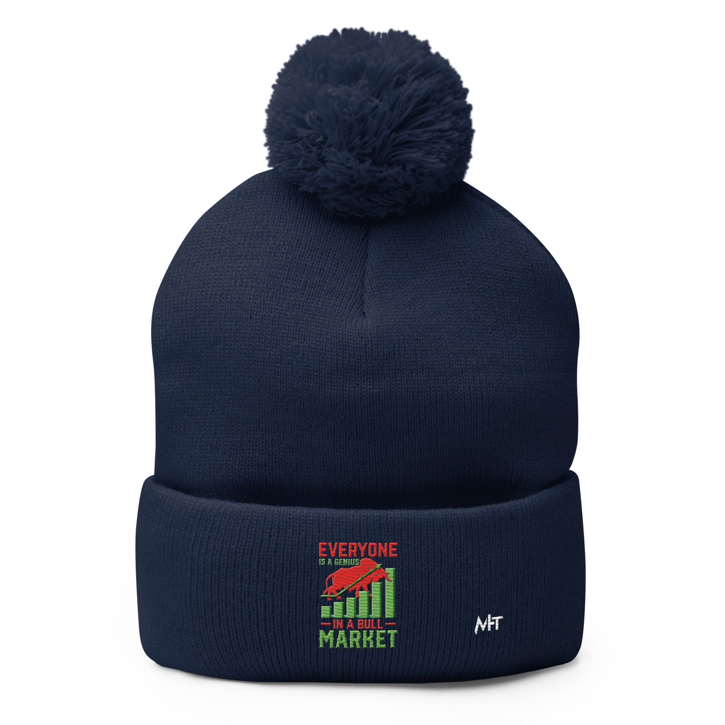 Everyone is a Genius in a Bull Market V1 - Pom-Pom Beanie by DarkByteGear