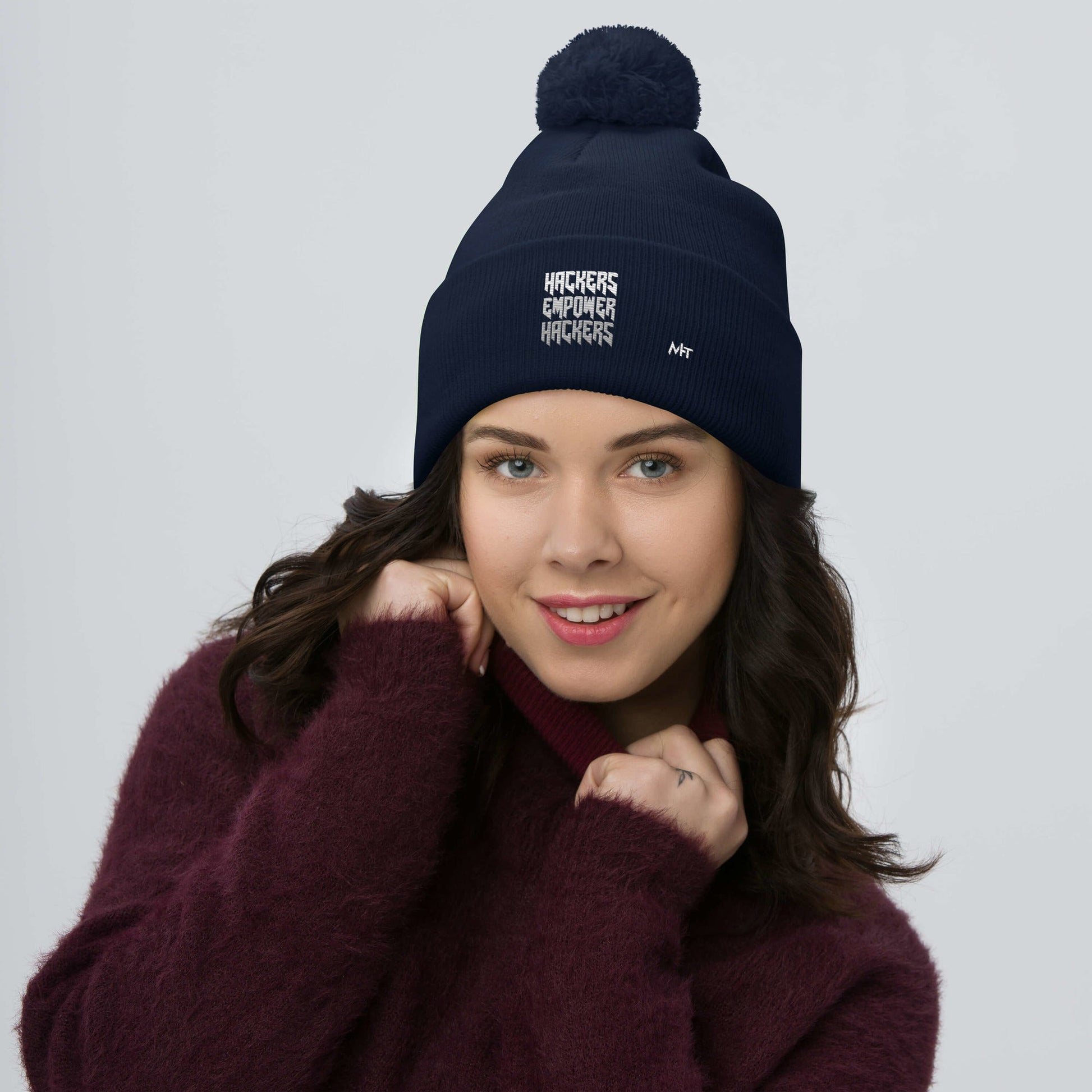 Hackers Empower Hackers V4 - Pom-Pom Beanie by DarkByteGear