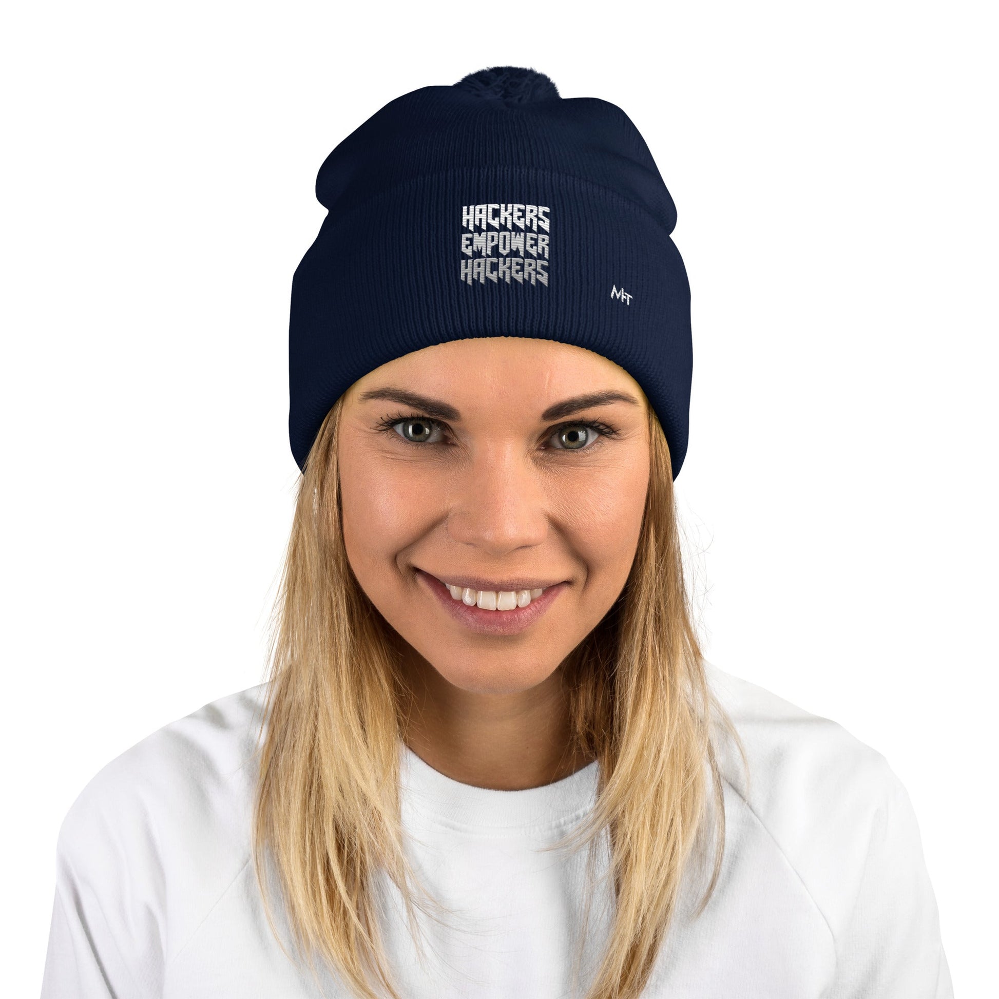 Hackers Empower Hackers V4 - Pom-Pom Beanie by DarkByteGear