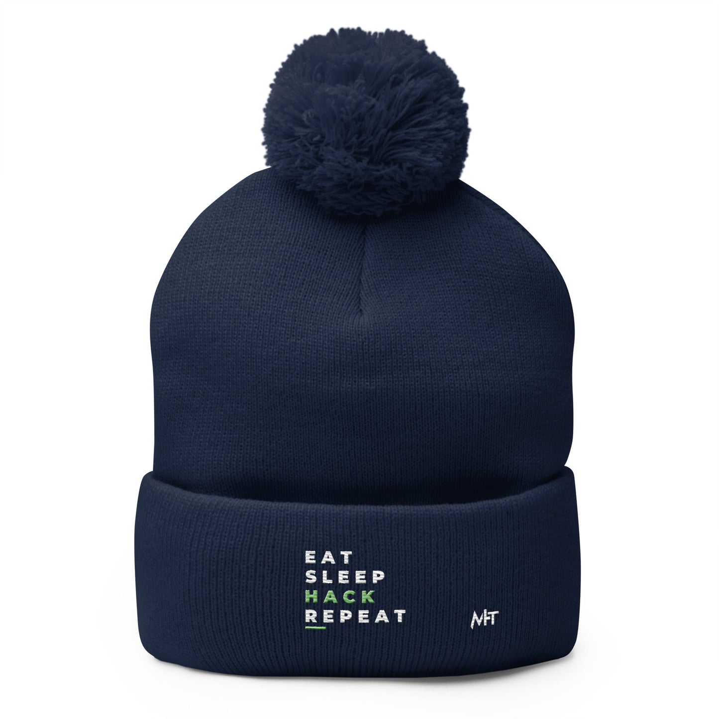 Eat, Sleep, Hack, Repeat V2 - Pom-Pom Beanie by DarkByteGear