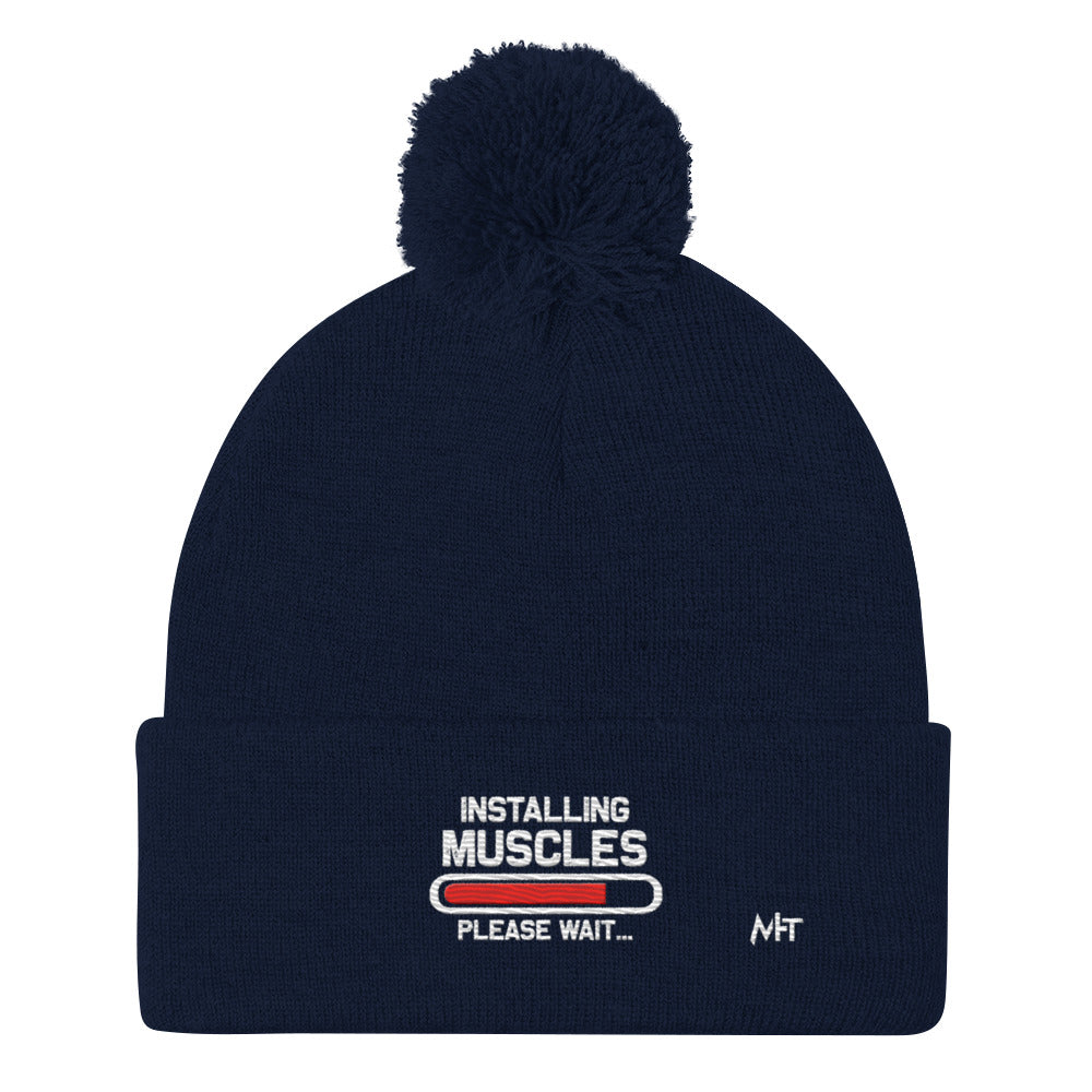 Installing Muscles Please Wait.... - Pom-Pom Beanie by DarkByteGear