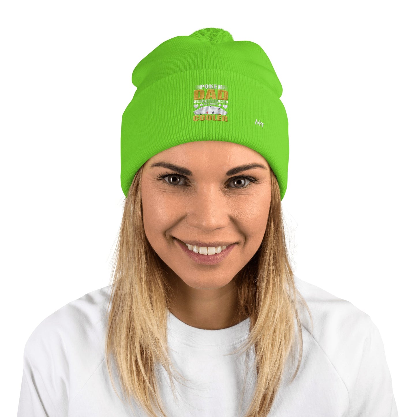 Poker Dad is like a Normal Dad but much Cooler - Pom-Pom Beanie by DarkByteGear
