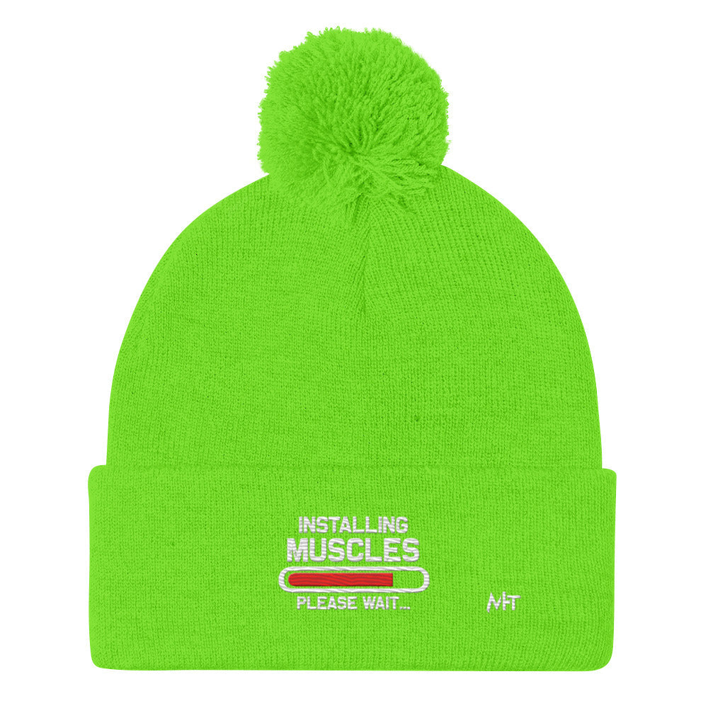 Installing Muscles Please Wait.... - Pom-Pom Beanie by DarkByteGear