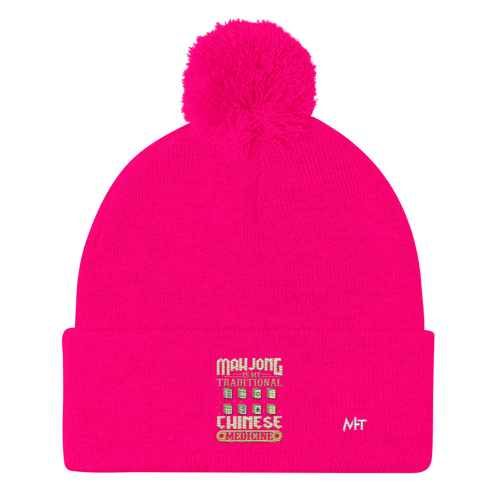 Mahjong is my Traditional Chinese Medicine - Pom-Pom Beanie by DarkByteGear