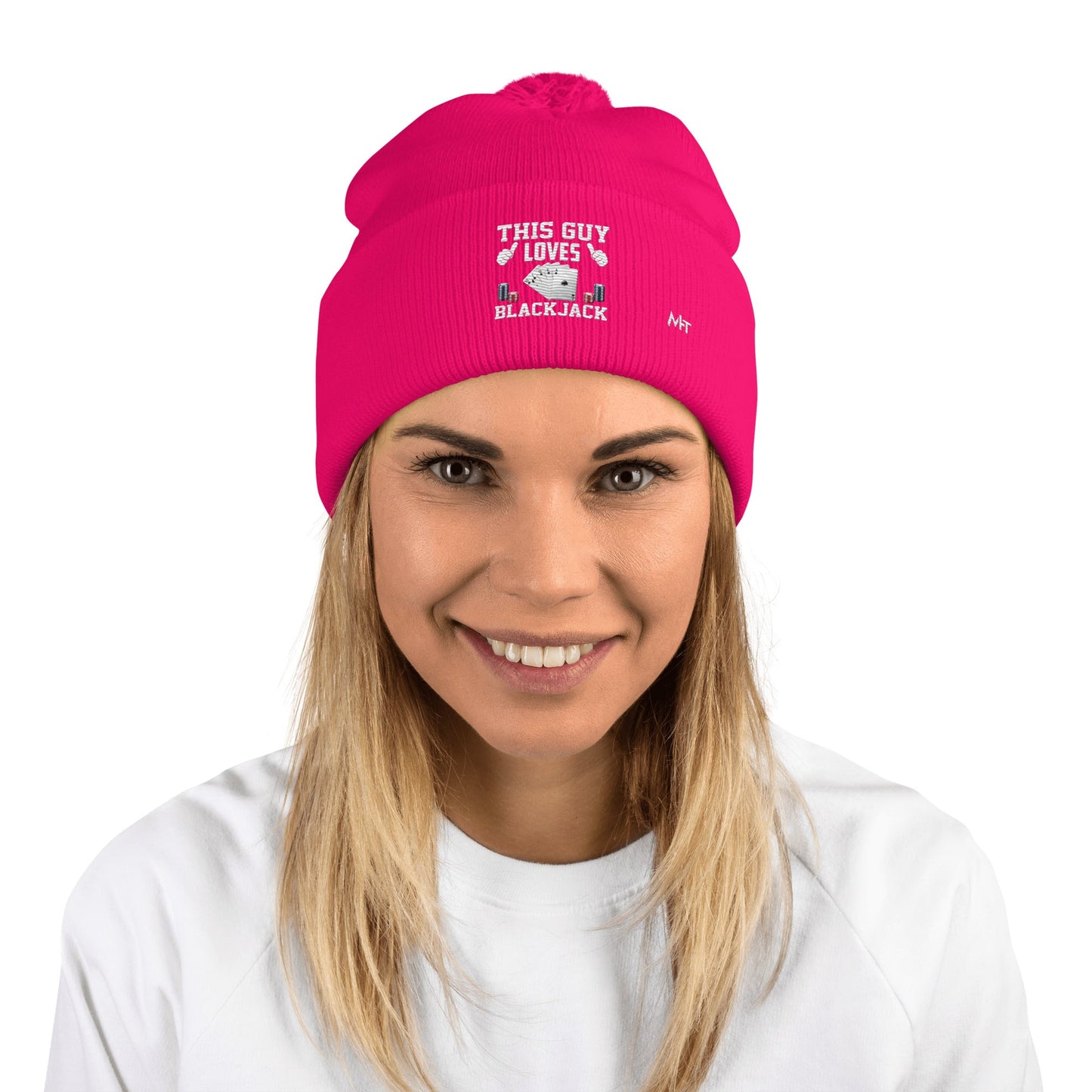 This Guy Loves Black Jack V1 - Pom-Pom Beanie by DarkByteGear