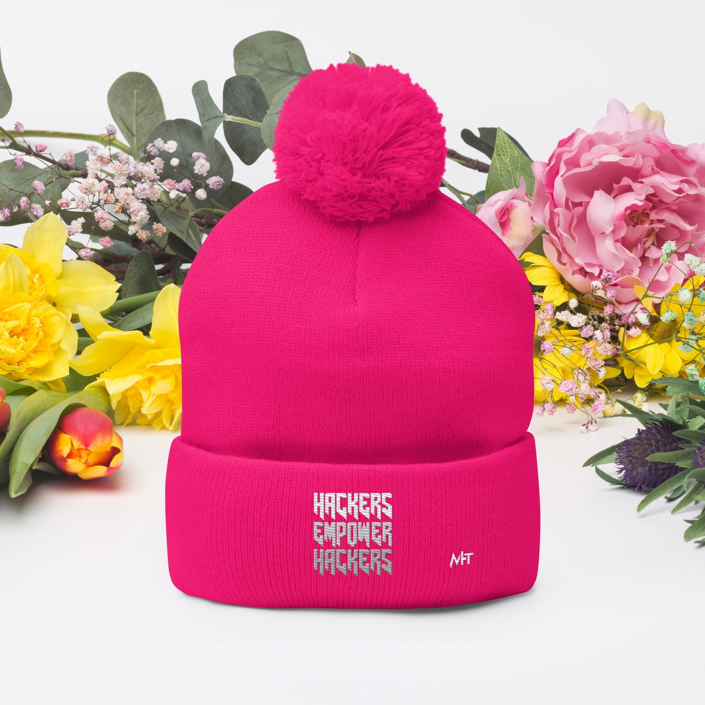 Hackers Empower Hackers V4 - Pom-Pom Beanie by DarkByteGear