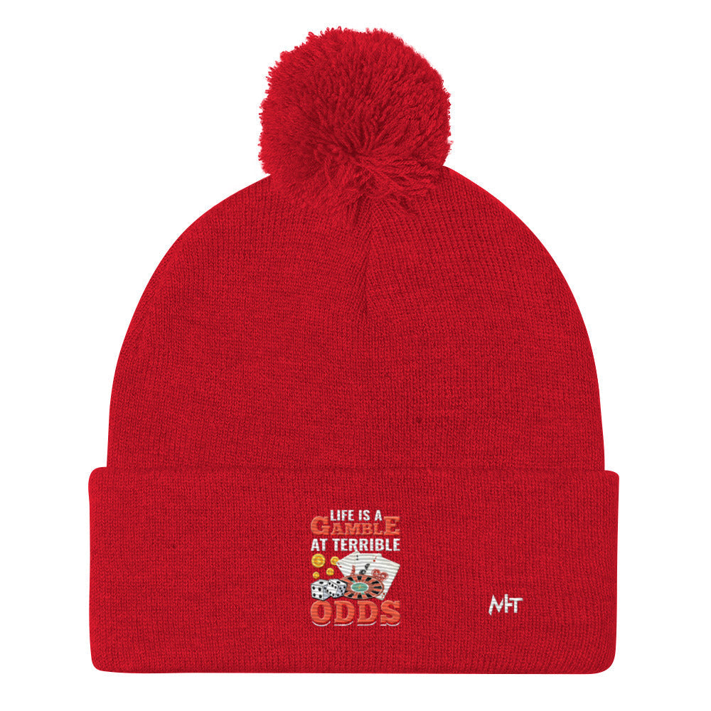 Life is a Gamble at terrible Odds - Pom-Pom Beanie by DarkByteGear