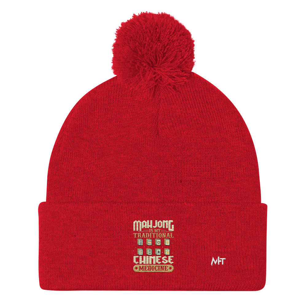 Mahjong is my Traditional Chinese Medicine - Pom-Pom Beanie by DarkByteGear