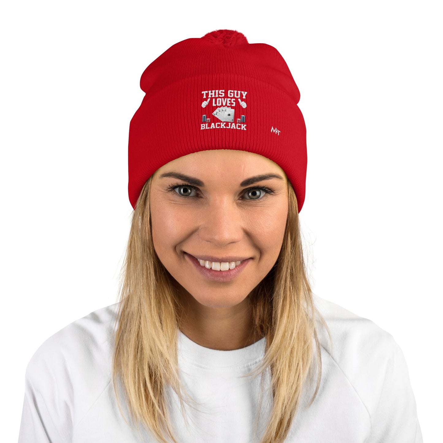 This Guy Loves Black Jack V1 - Pom-Pom Beanie by DarkByteGear
