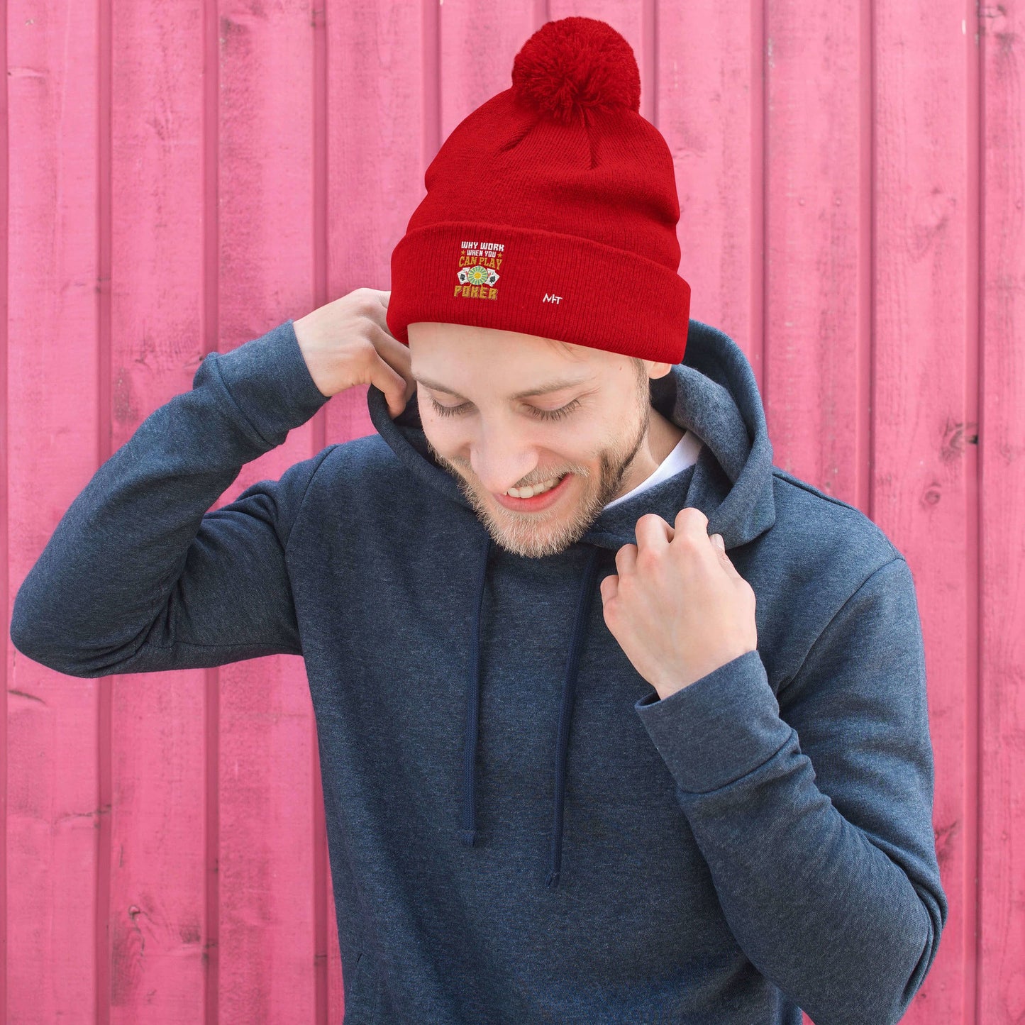 Why Work when you can Play Poker - Pom Beanie by DarkByteGear