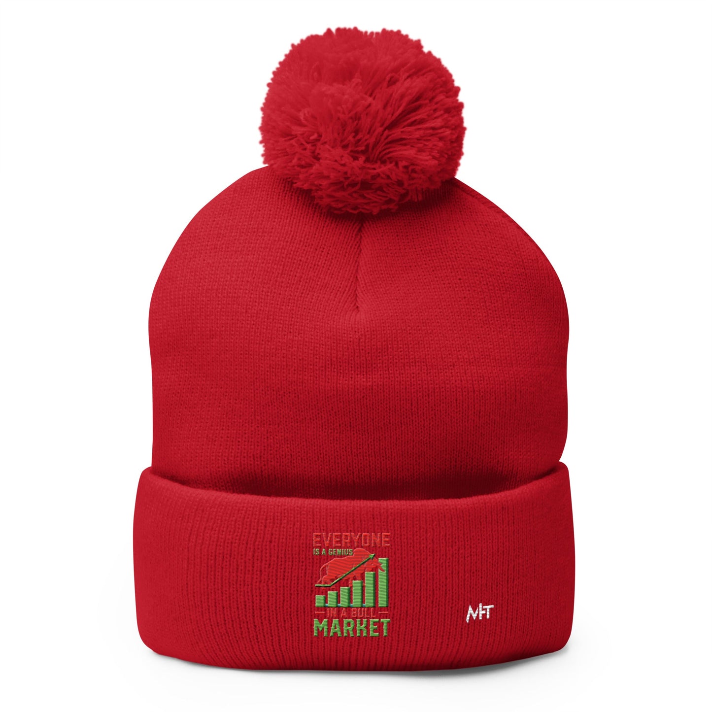 Everyone is a Genius in a Bull Market V1 - Pom-Pom Beanie by DarkByteGear