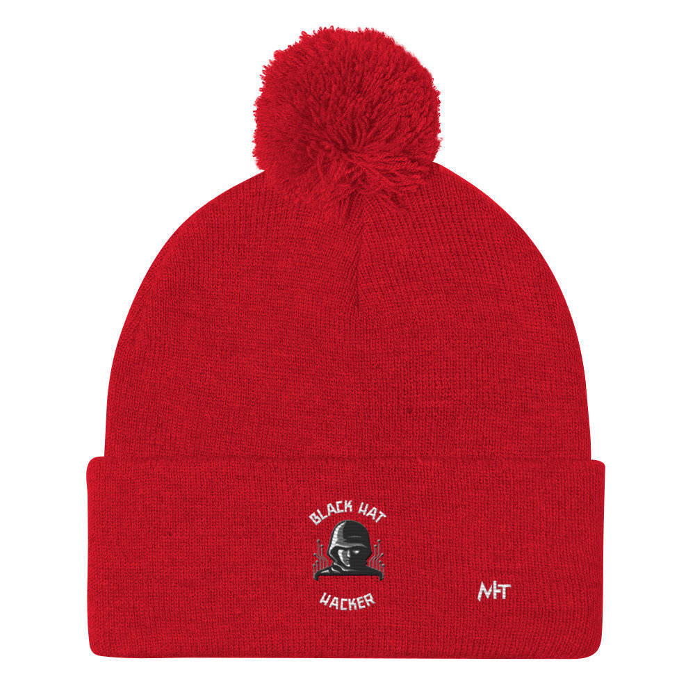 Black Hat Hacker - Pom-Pom Beanie by DarkByteGear
