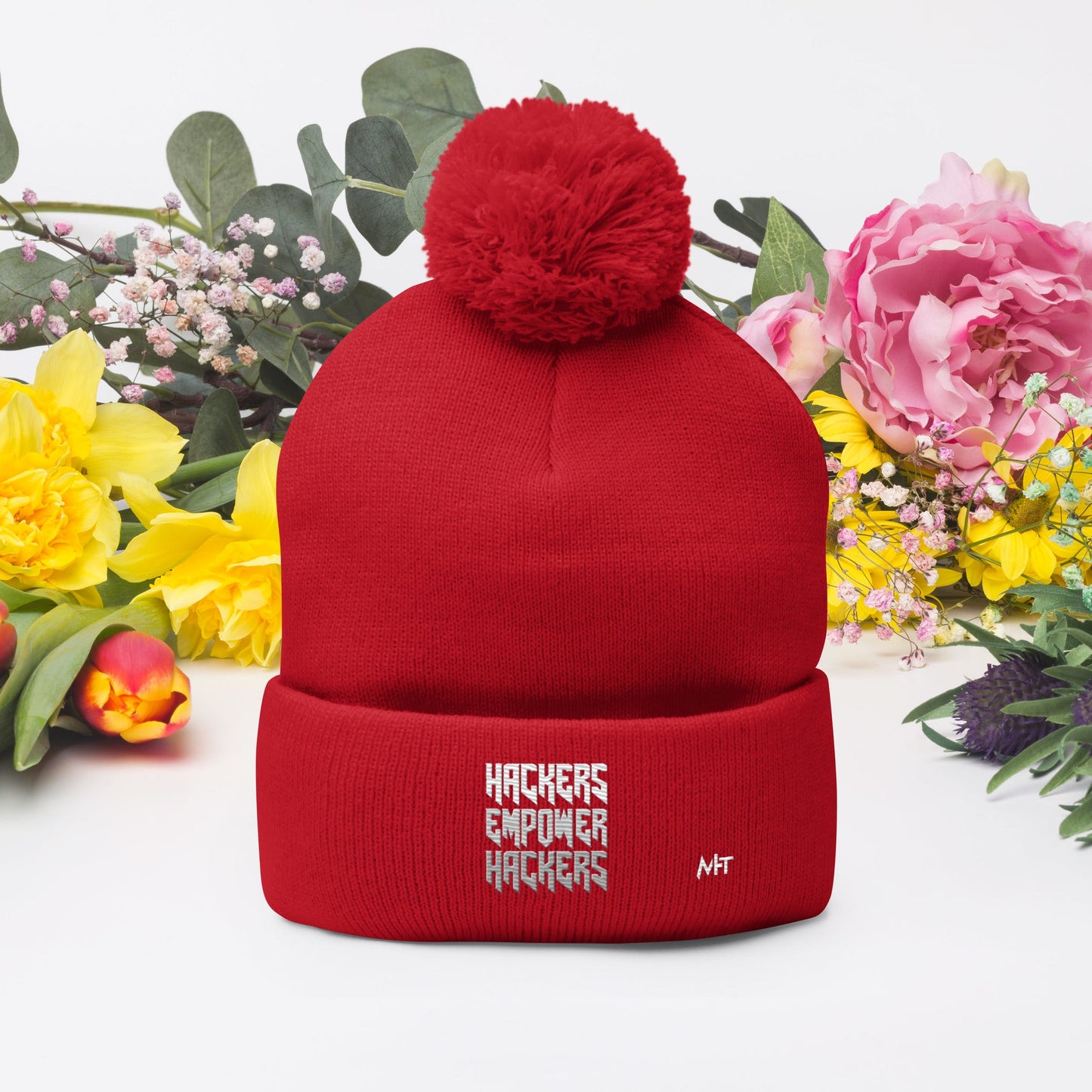 Hackers Empower Hackers V4 - Pom-Pom Beanie by DarkByteGear