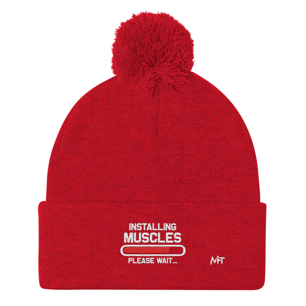 Installing Muscles Please Wait.... - Pom-Pom Beanie by DarkByteGear