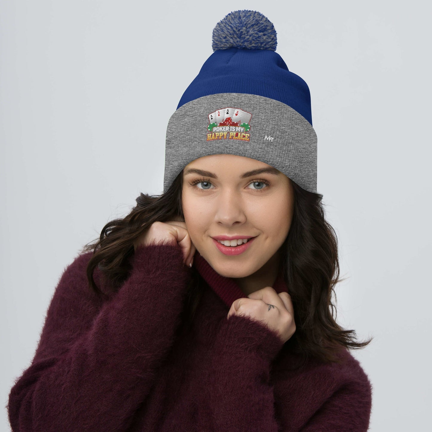 Poker Dad is like a Normal Dad but much Cooler - Pom-Pom Beanie by DarkByteGear