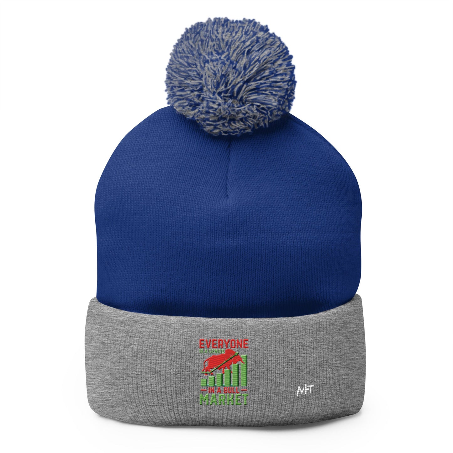 Everyone is a Genius in a Bull Market V1 - Pom-Pom Beanie by DarkByteGear