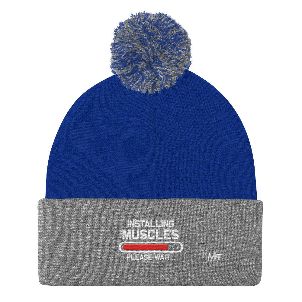 Installing Muscles Please Wait.... - Pom-Pom Beanie by DarkByteGear