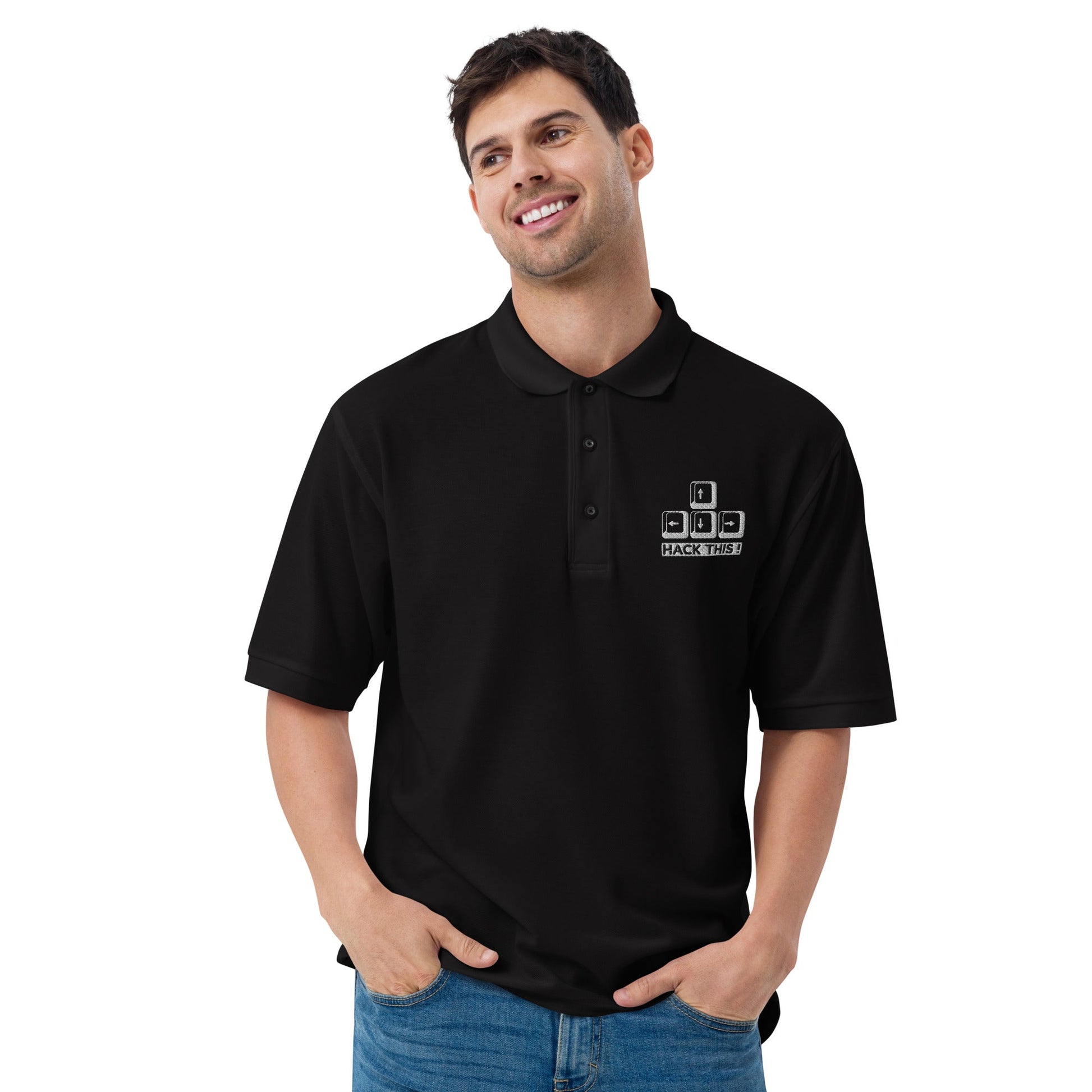 hack this - Men's Premium Polo by DarkByteGear