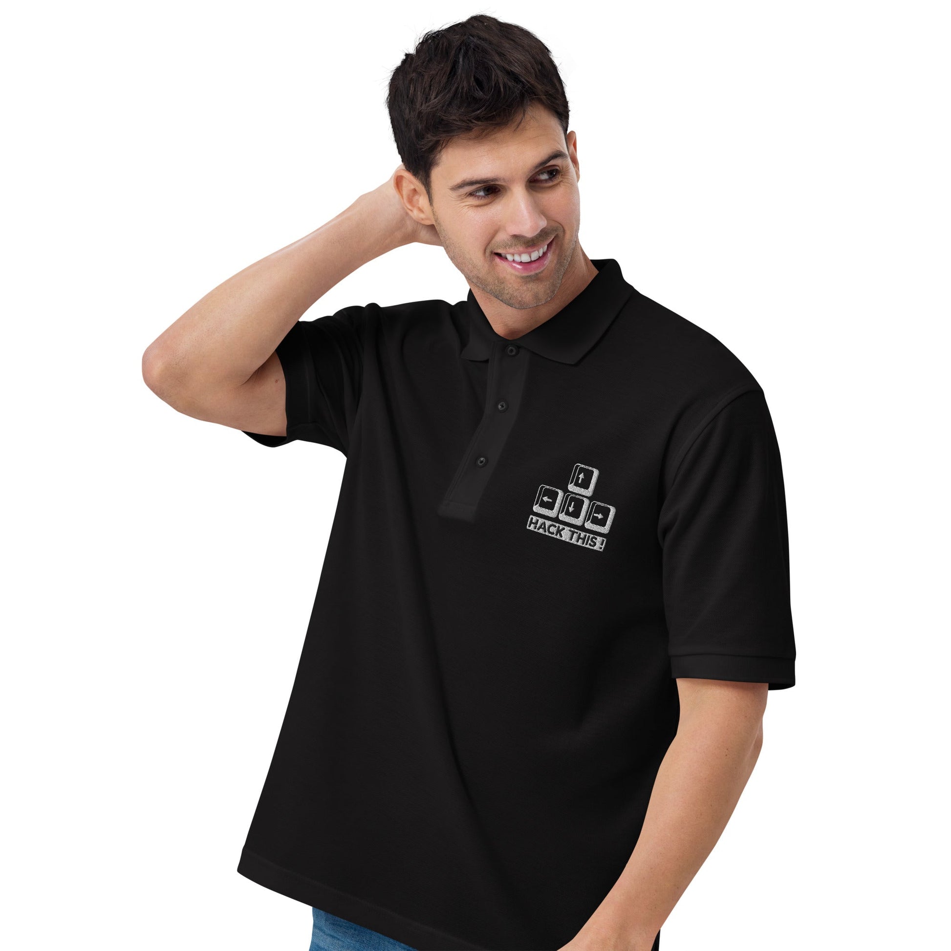hack this - Men's Premium Polo by DarkByteGear