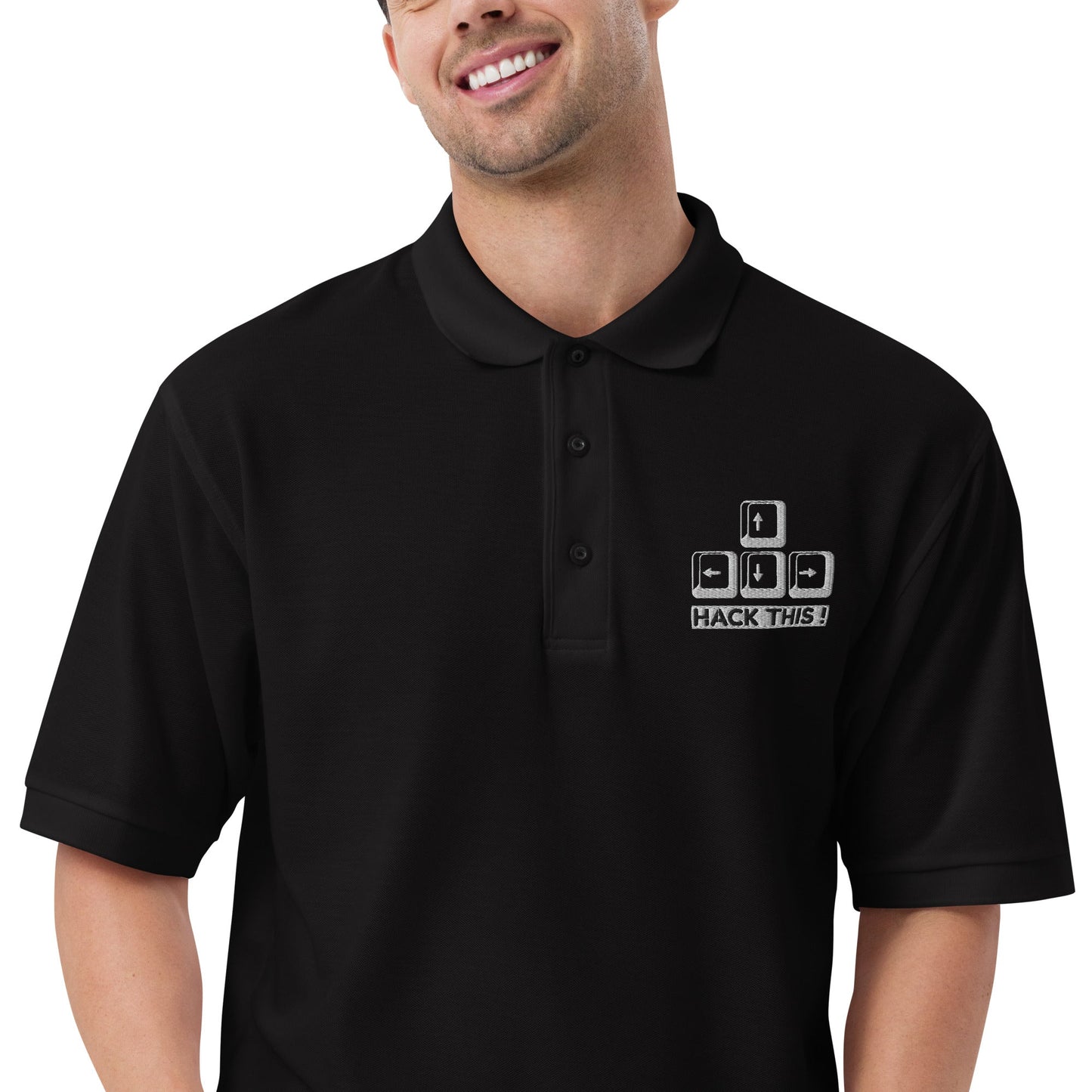 hack this - Men's Premium Polo by DarkByteGear