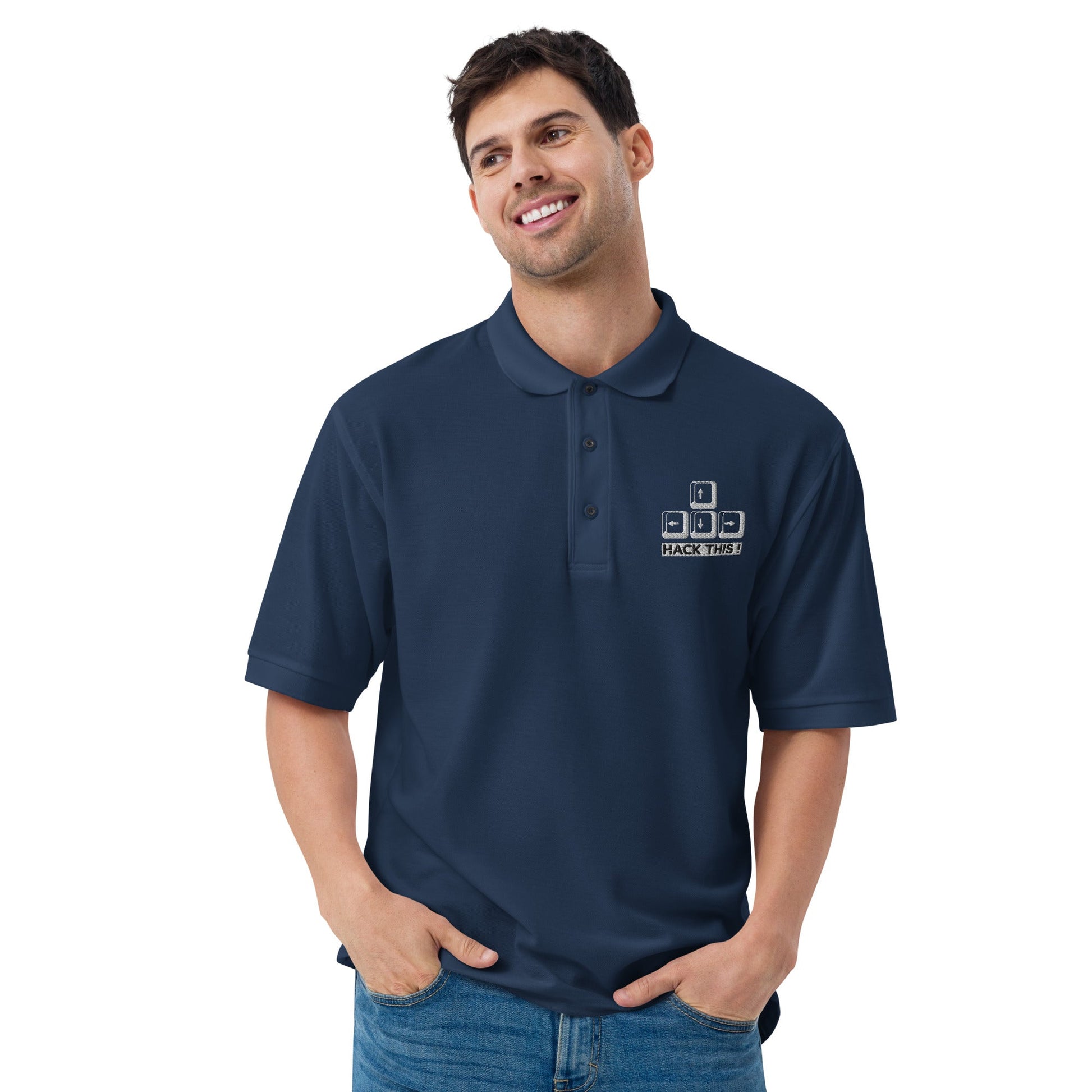 hack this - Men's Premium Polo by DarkByteGear