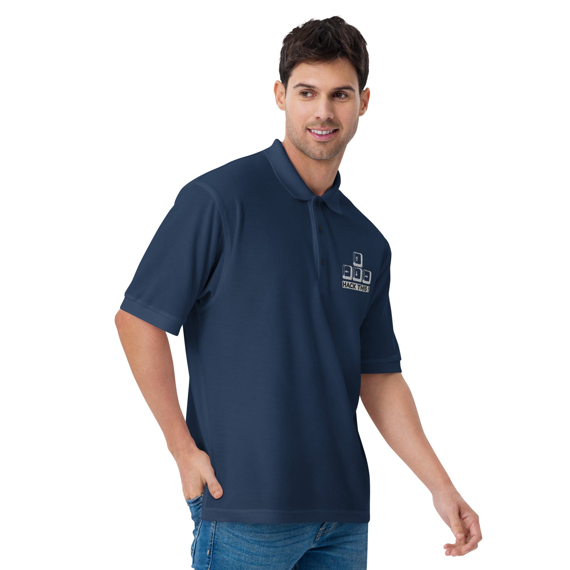 hack this - Men's Premium Polo by DarkByteGear