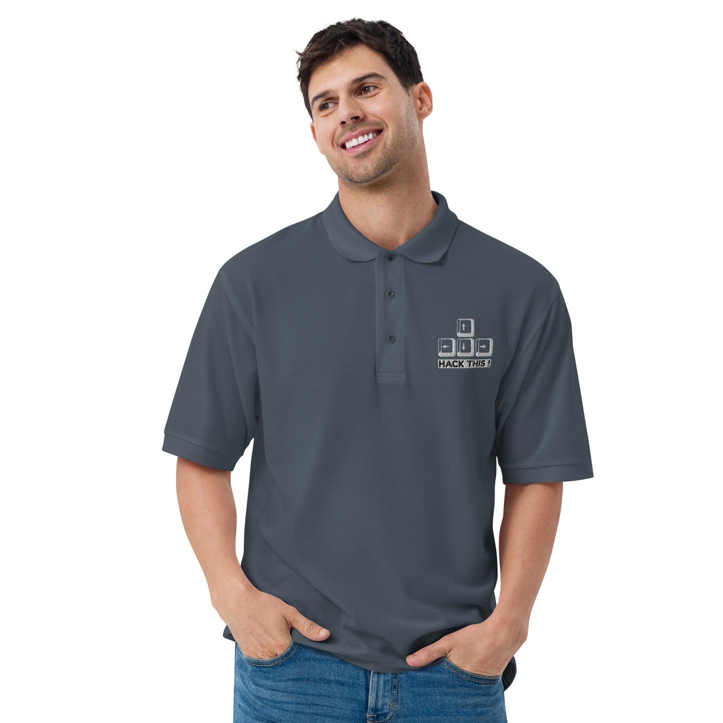 hack this - Men's Premium Polo by DarkByteGear