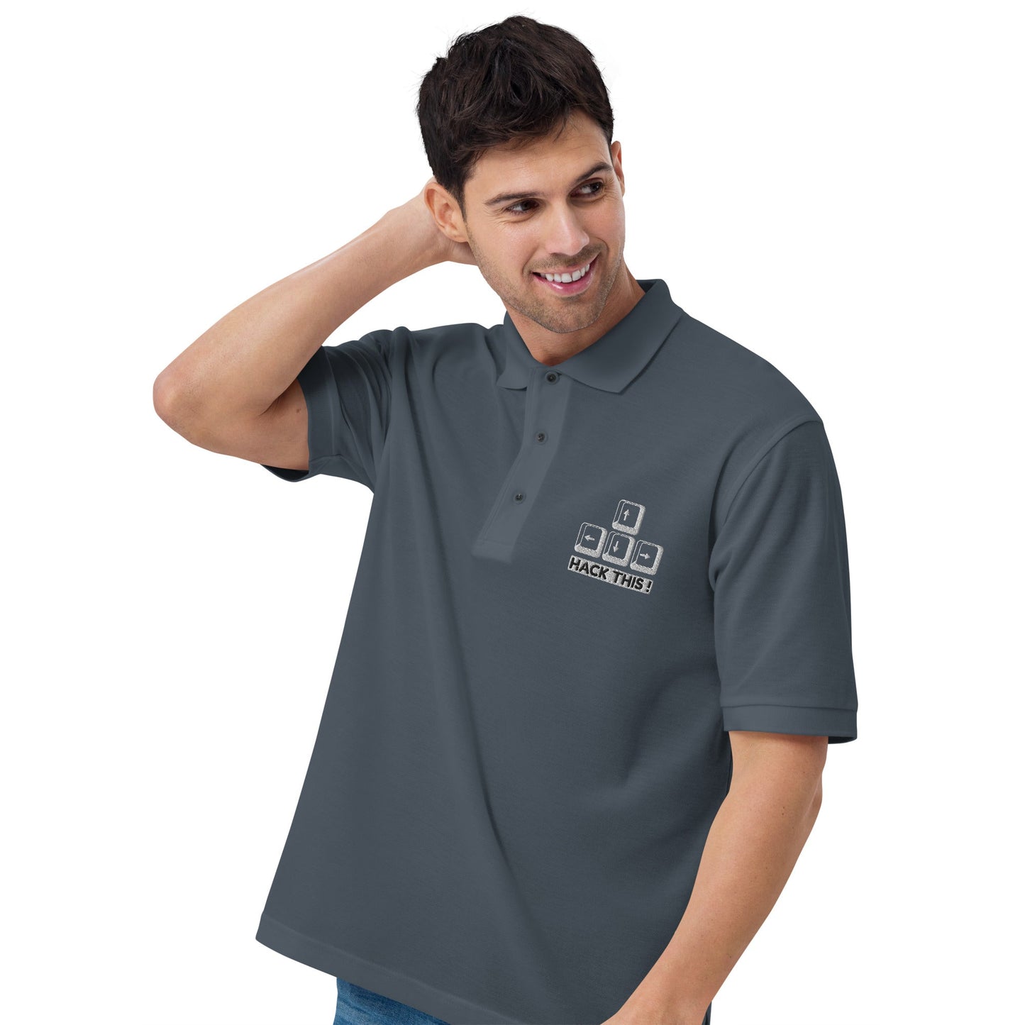 hack this - Men's Premium Polo by DarkByteGear