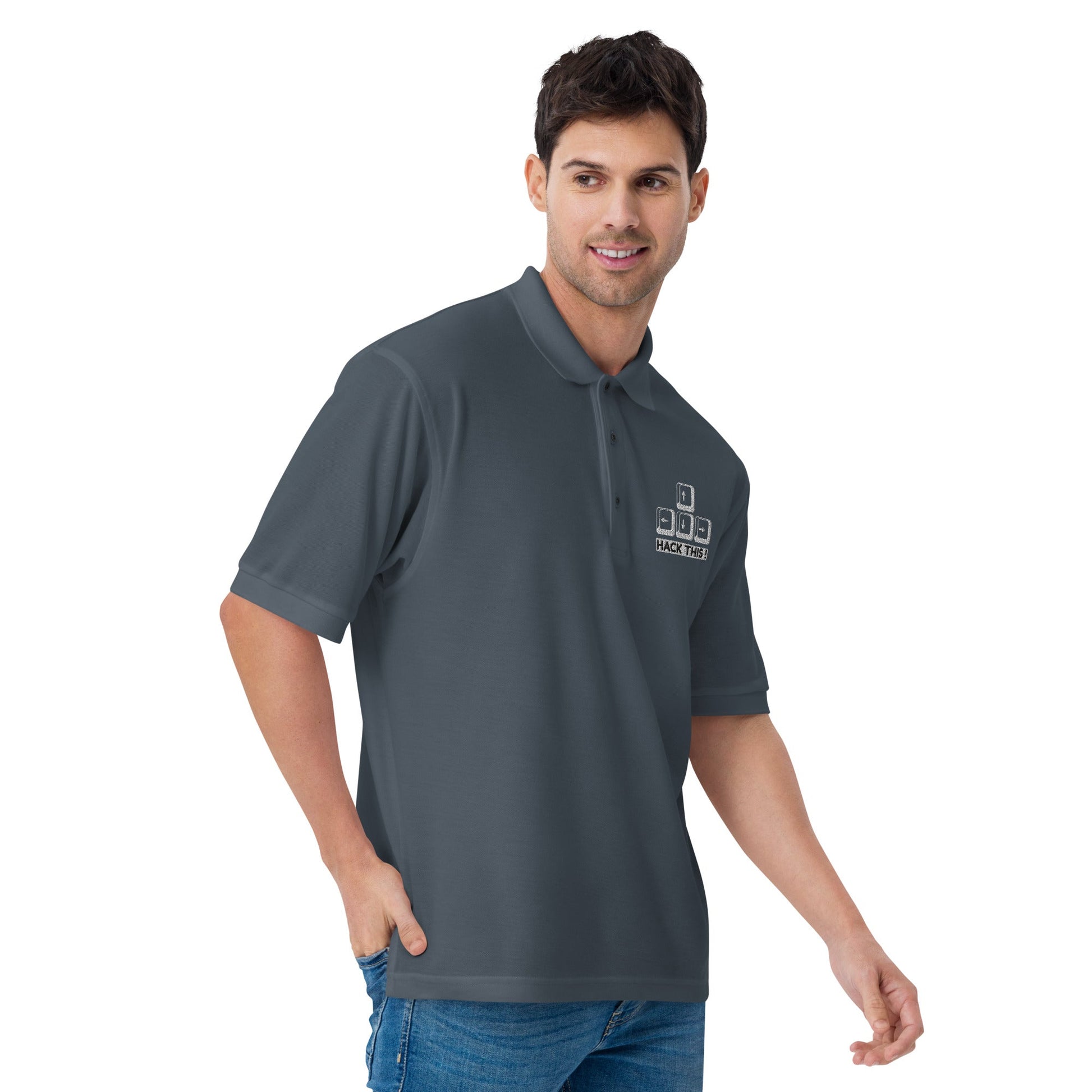hack this - Men's Premium Polo by DarkByteGear