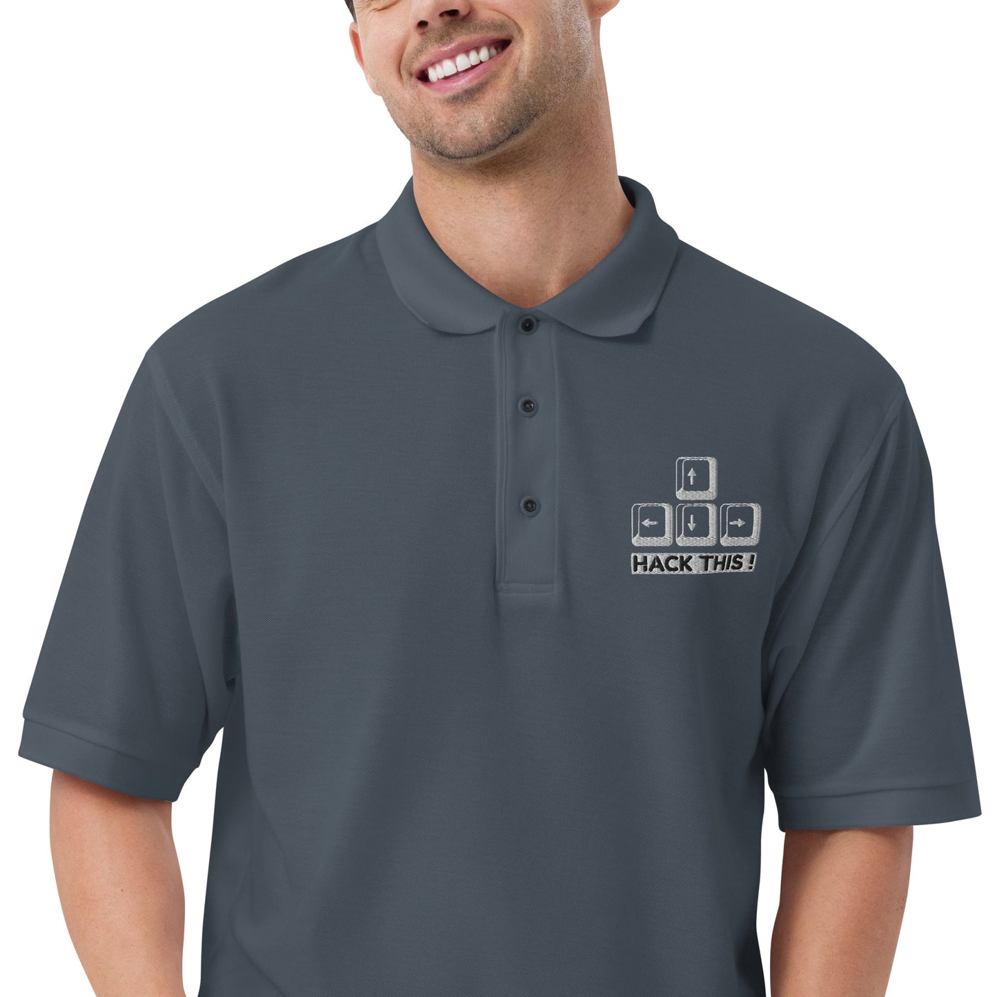 hack this - Men's Premium Polo by DarkByteGear
