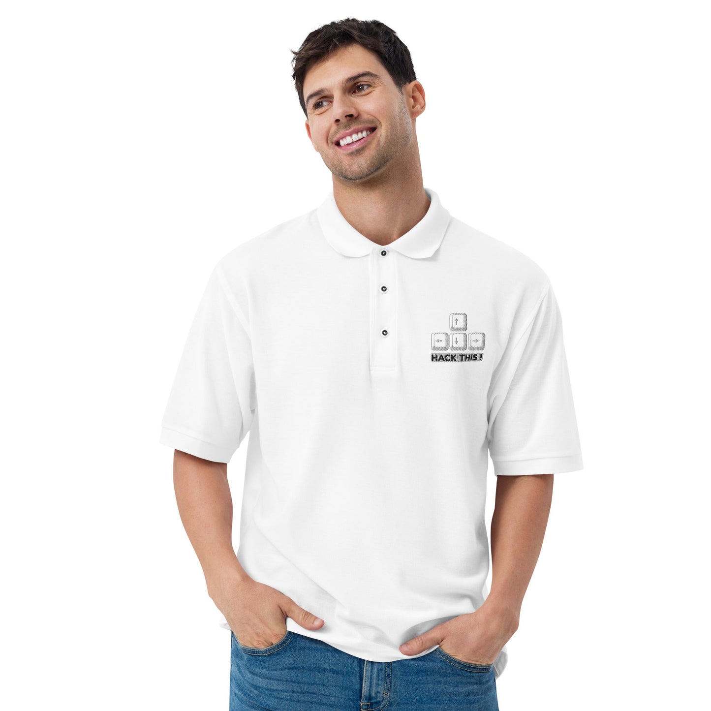 hack this - Men's Premium Polo by DarkByteGear