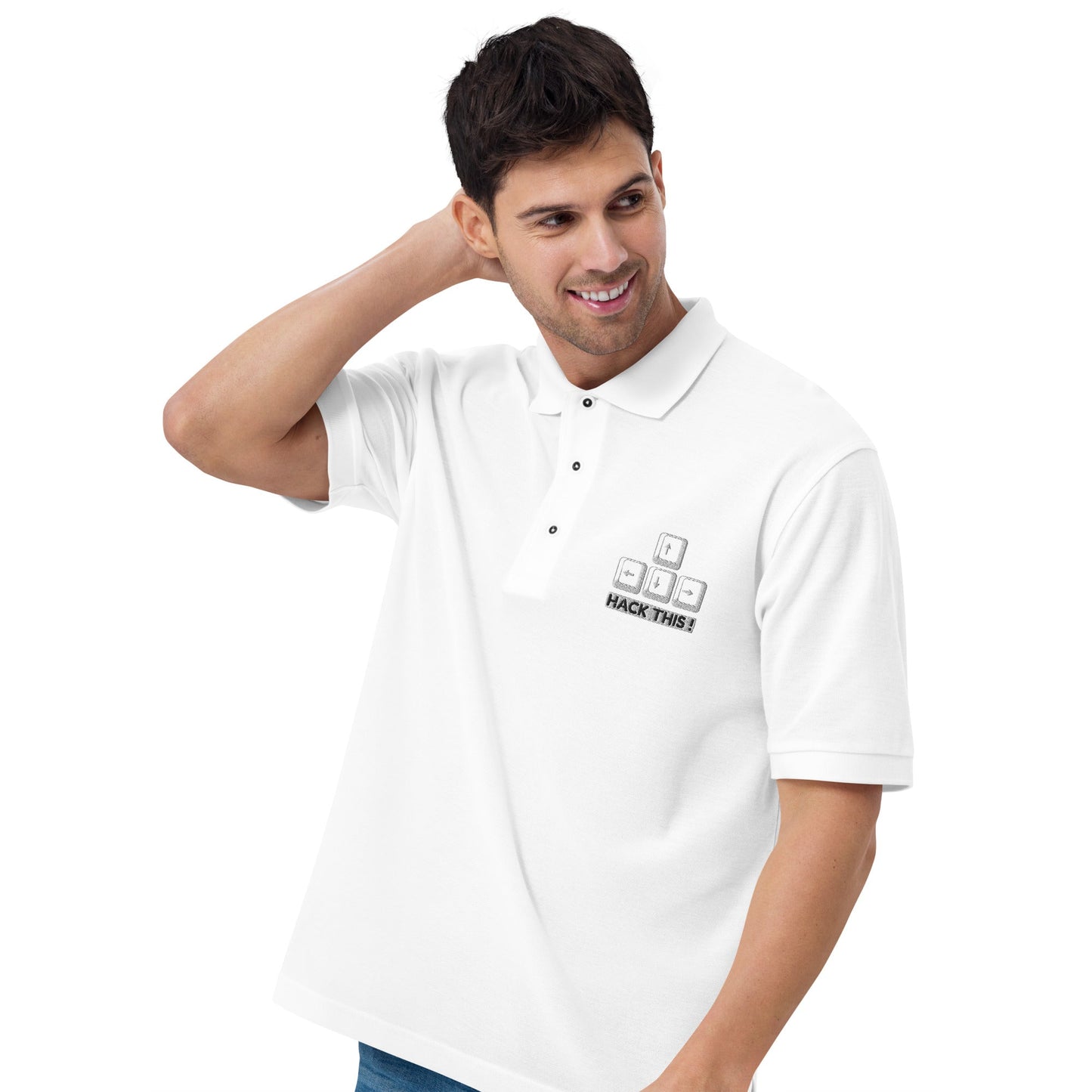 hack this - Men's Premium Polo by DarkByteGear