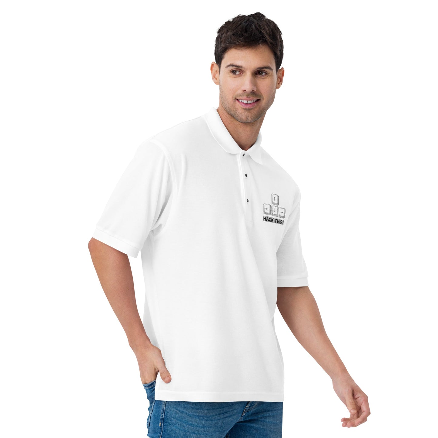 hack this - Men's Premium Polo by DarkByteGear