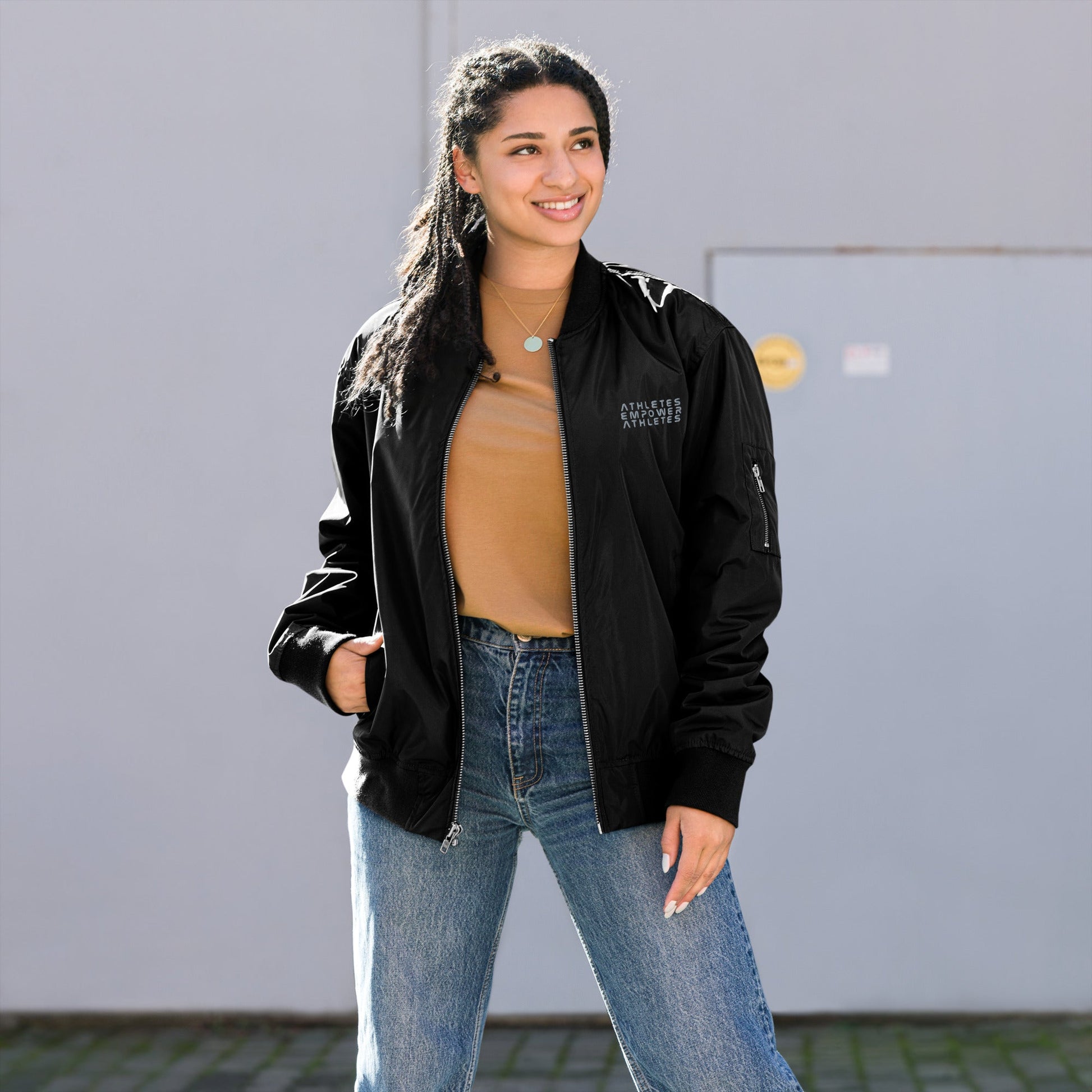 Athletes Empower Athletes - Premium recycled bomber jacket by DarkByteGear