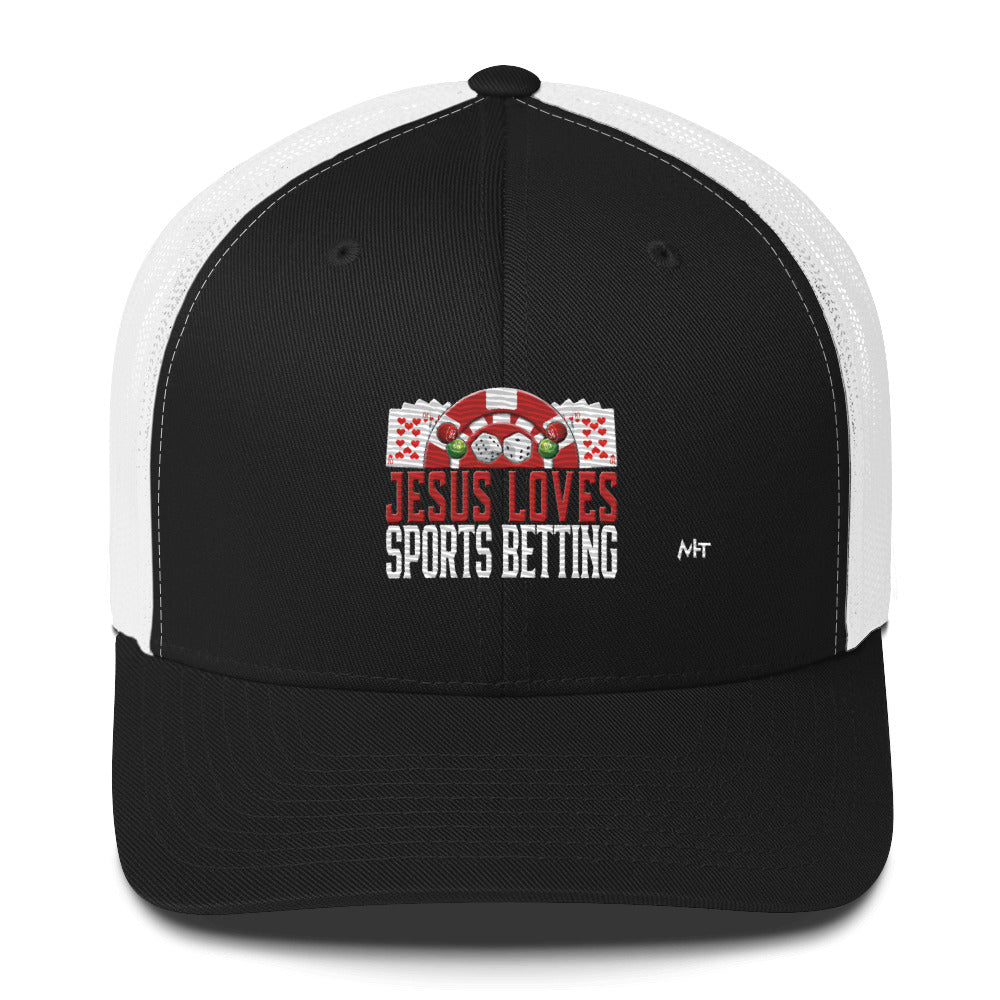 Jesus Loves Sports Betting - Trucker Cap by DarkByteGear