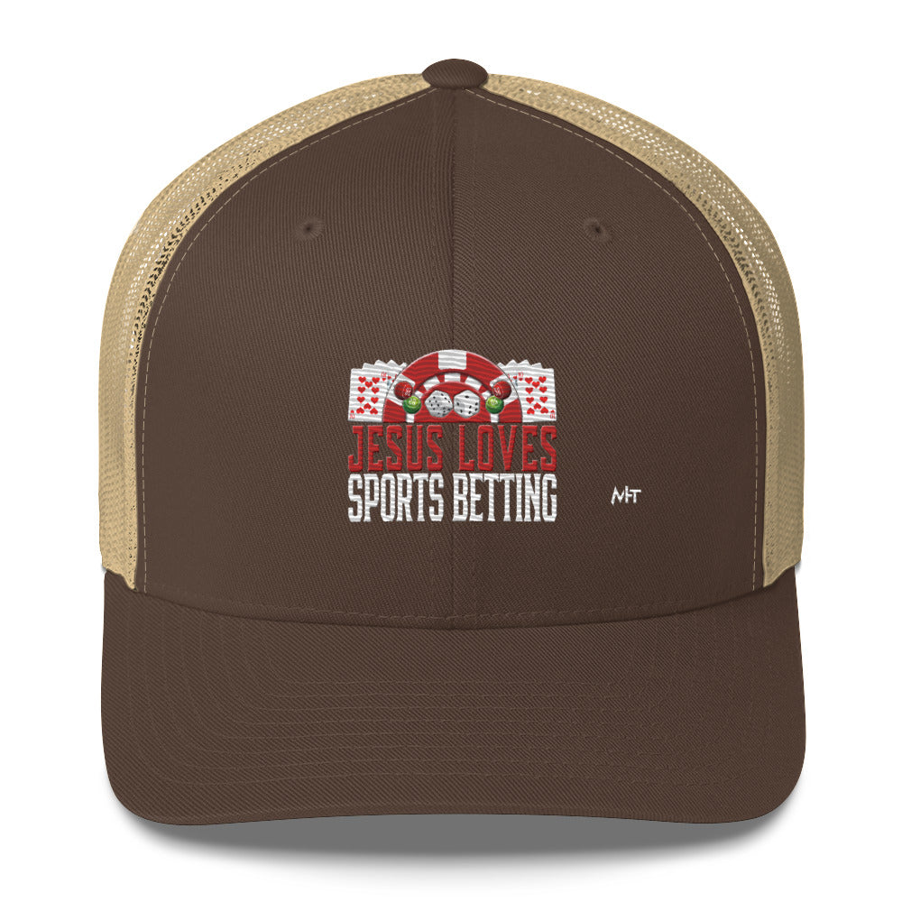 Jesus Loves Sports Betting - Trucker Cap by DarkByteGear