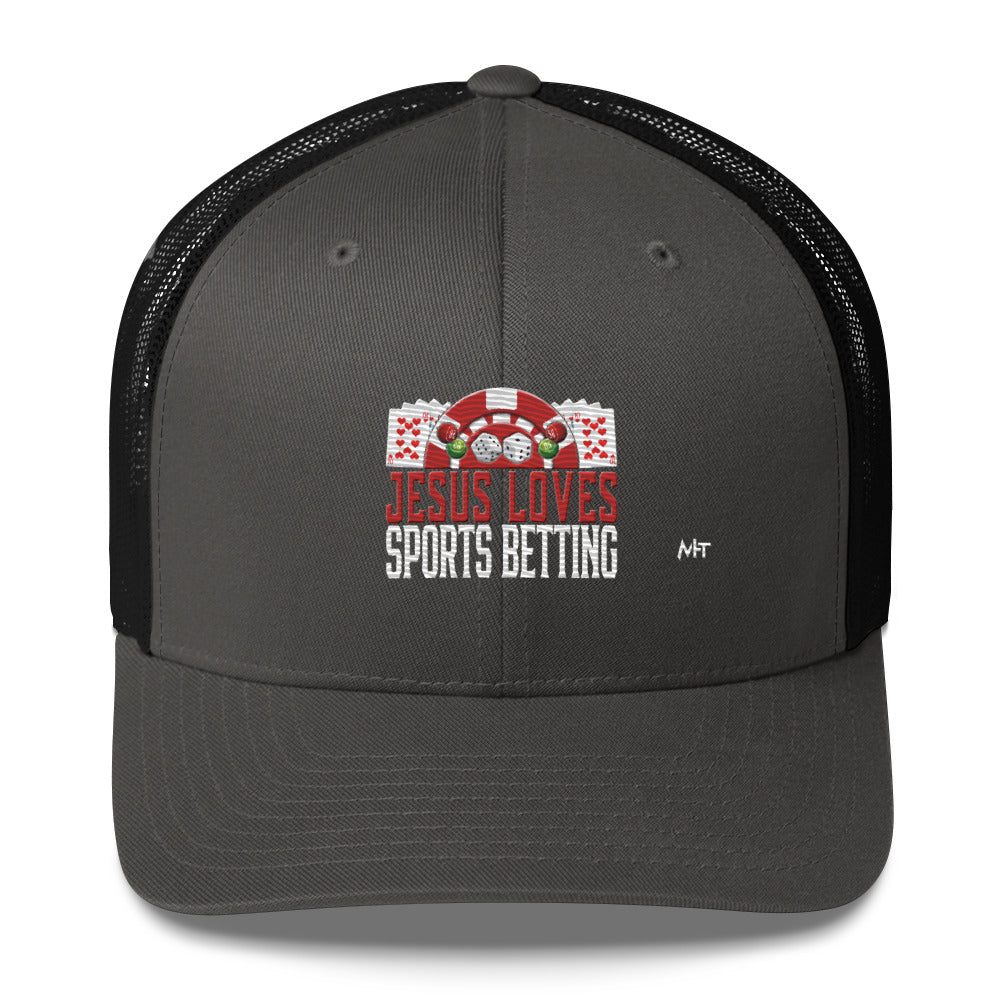 Jesus Loves Sports Betting - Trucker Cap by DarkByteGear
