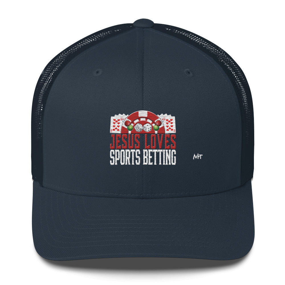 Jesus Loves Sports Betting - Trucker Cap by DarkByteGear