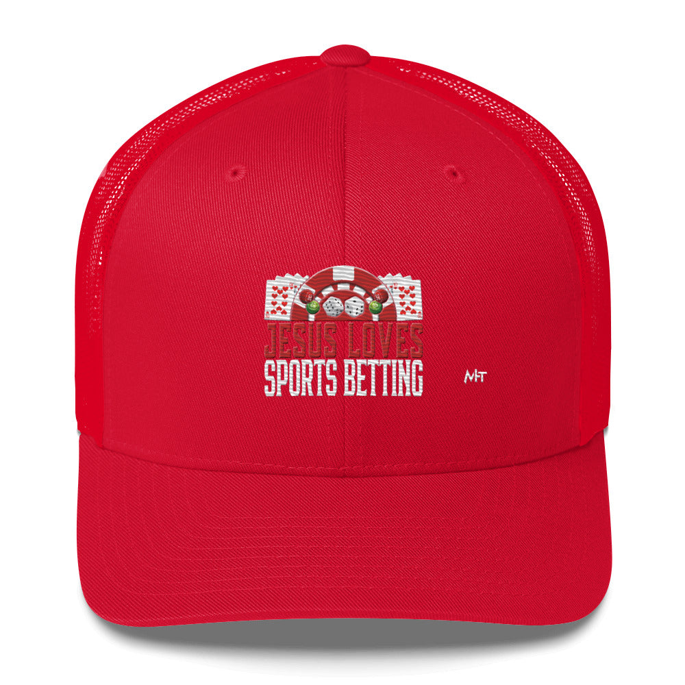 Jesus Loves Sports Betting - Trucker Cap by DarkByteGear
