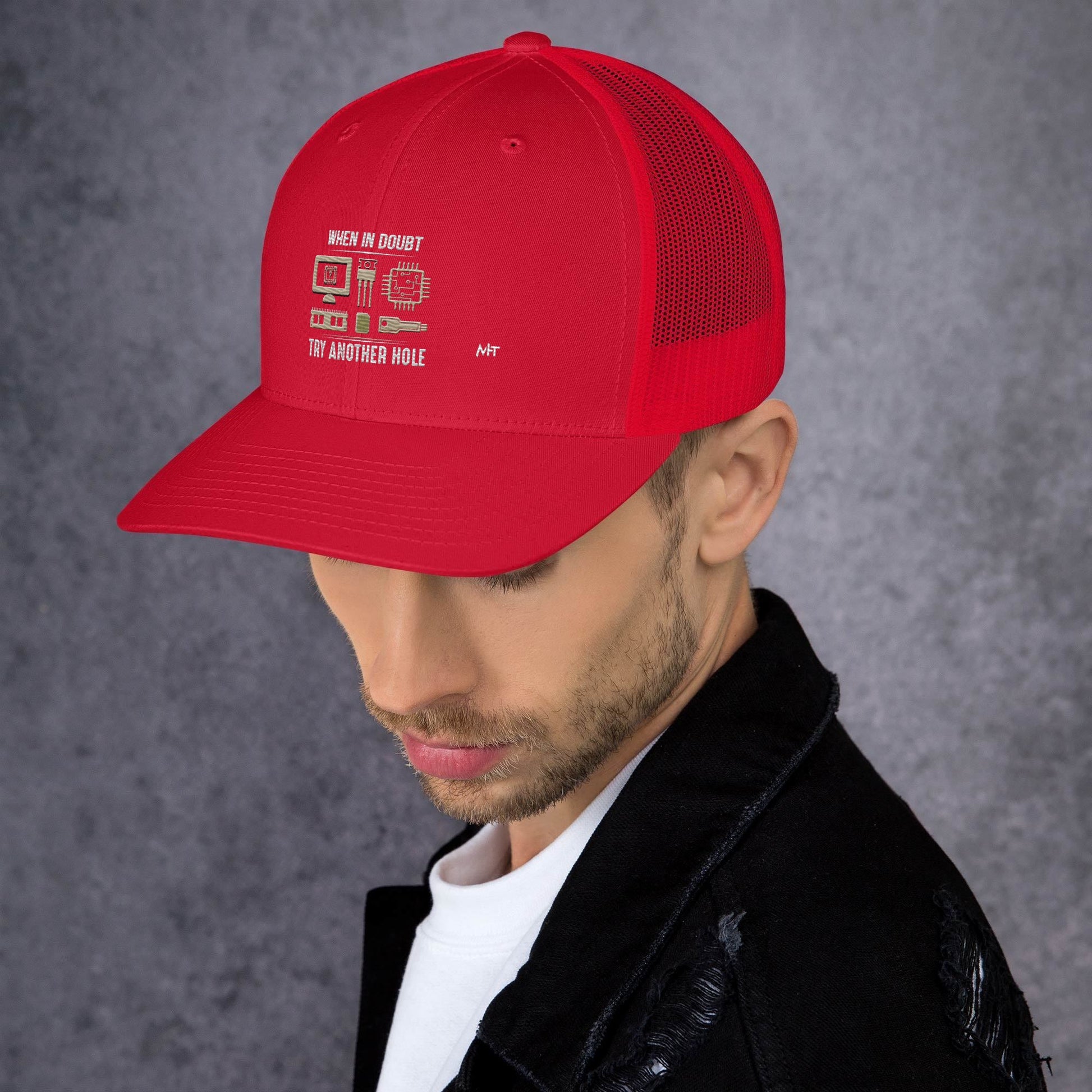 When in doubt, Try another hole V1 - Trucker Cap by DarkByteGear